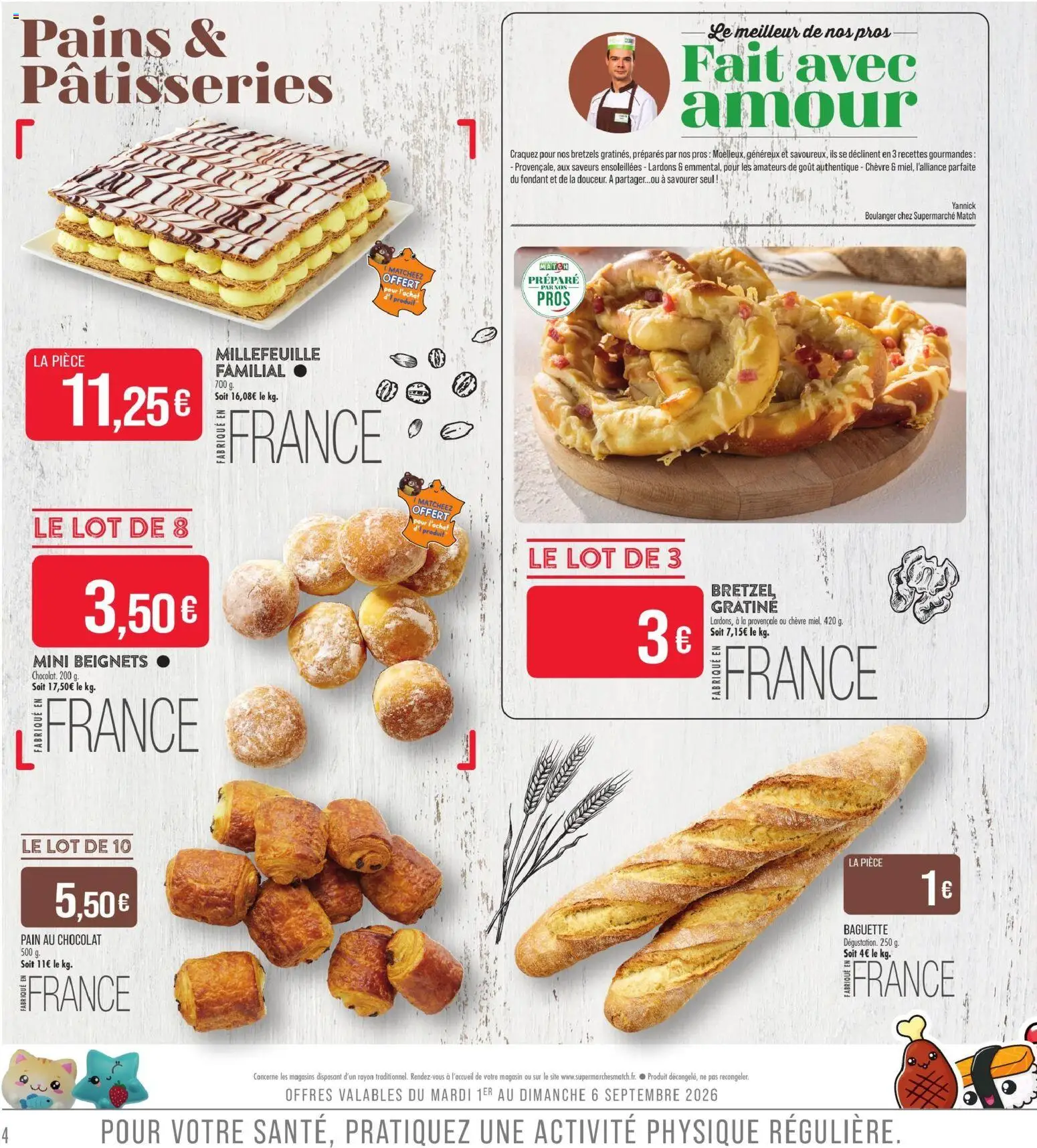 Prévisualisation de Match Supermarché prospectus du magasin Match Supermarché formulaire valide 01/09/2026 - Chocolat, Pain, Baguette, Pain au chocolat, Bretzels, Lardons