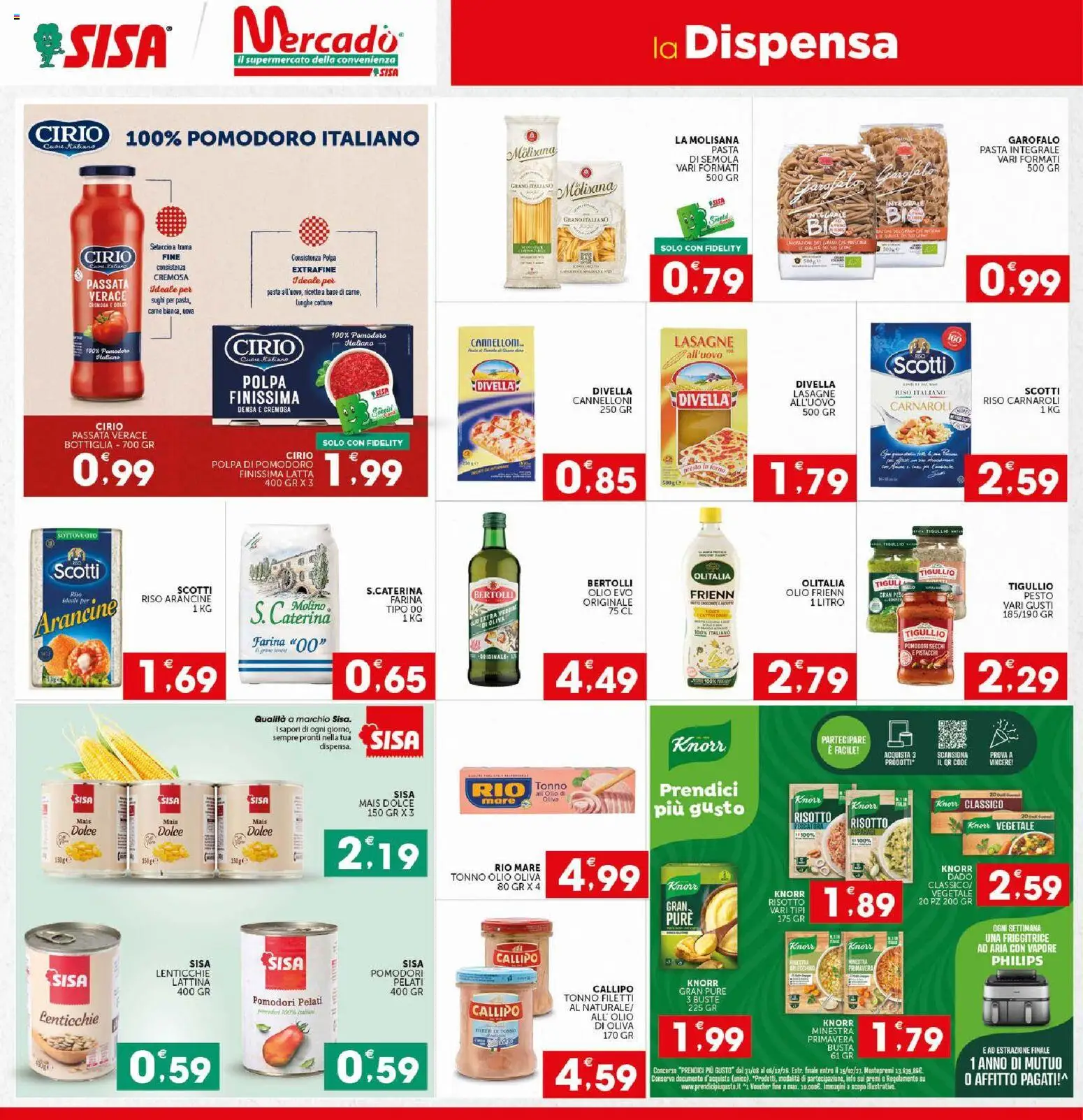 Anteprima dell'opuscolo SISA volantino Calabria dal negozio SISA valido da 29/10/2026 - Pasta, Cannelloni, Tonno, Pomodori, Riso Carnaroli, Garofalo, La Molisana, Divella