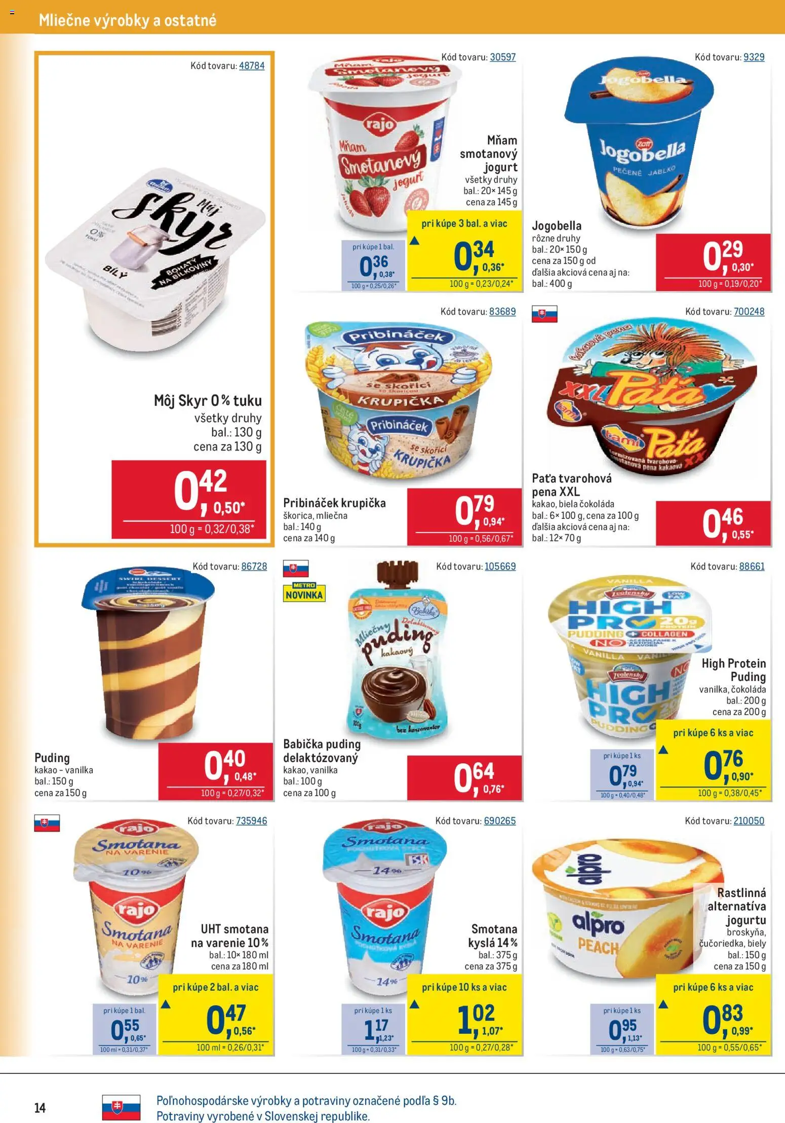 Náhľad Metro letáku platného od 09.09.2026 - Protein, Čokoláda, Skyr, Kakao, Jogurt, Vanilka, Biela čokoláda, Pena