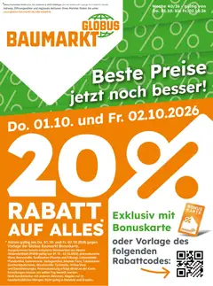 Vorschau von dem Prospekt des Geschäftes Globus Baumarkt, gültig ab dem 01.10.2026