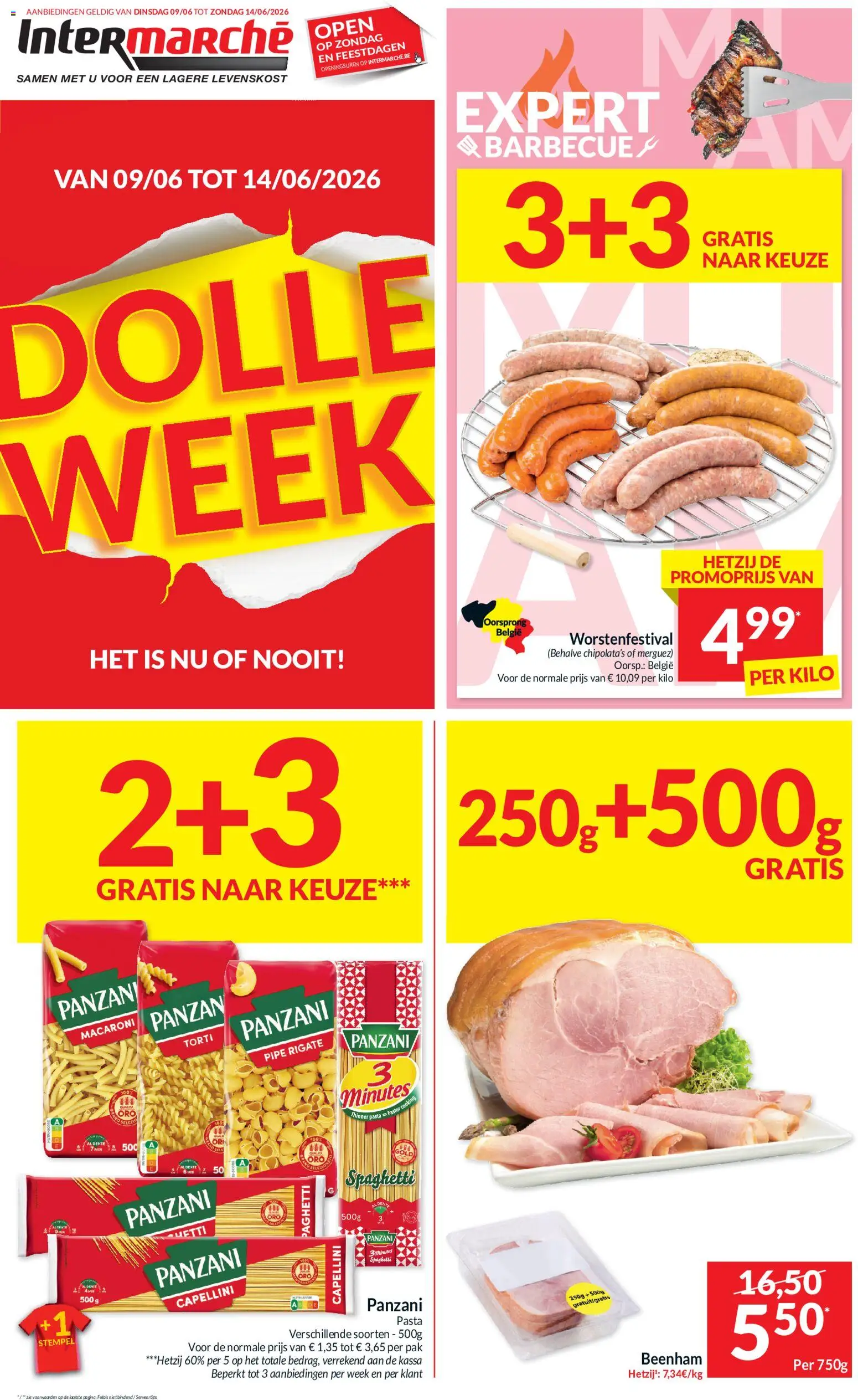 Voorbeeld van Intermarché Folder week 24 van winkel Intermarché geldig vanaf 09/06/2026 - Pasta, Barbecue, Spaghetti, Macaroni, Merguez, Panzani pasta