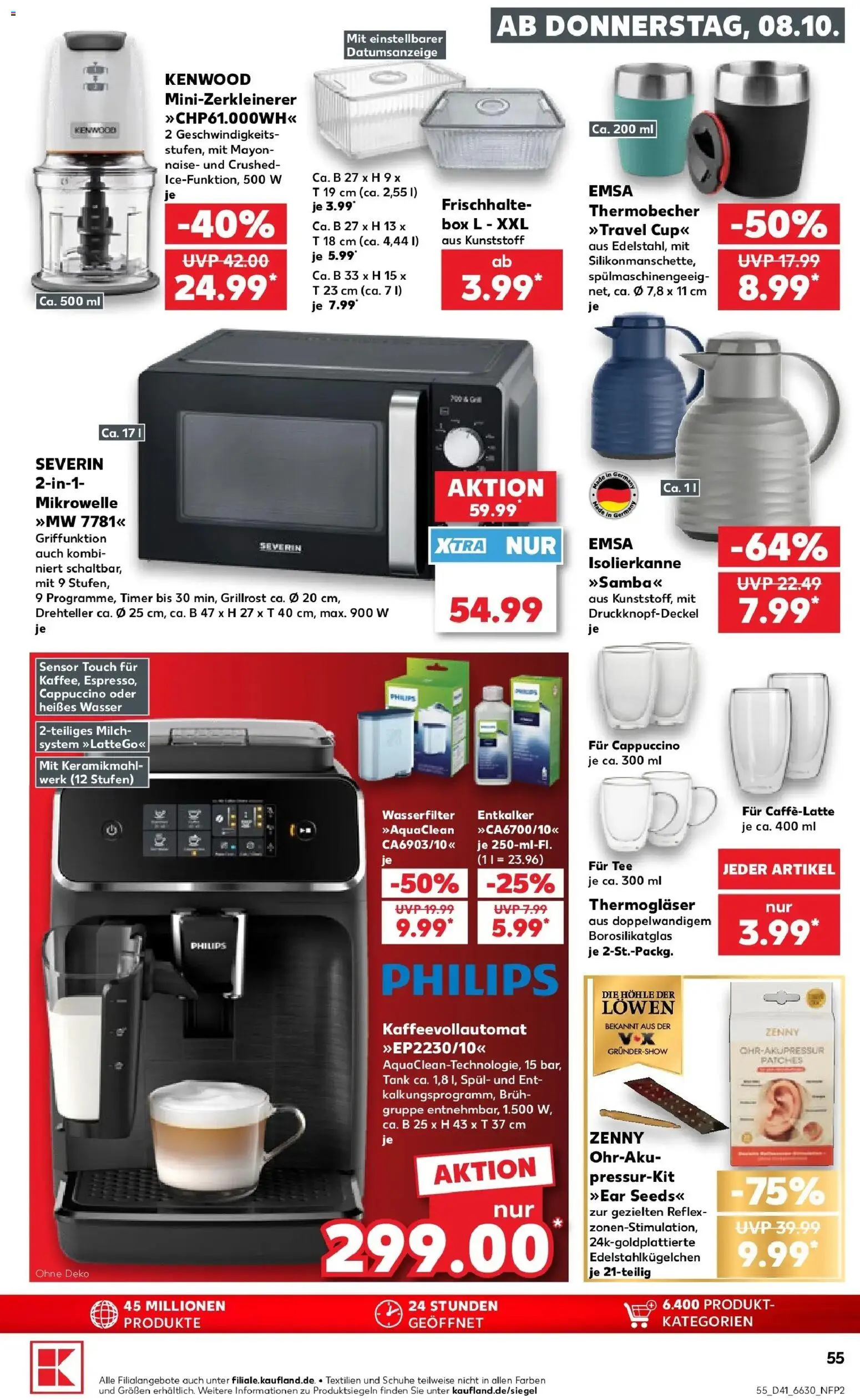 Vorschau von dem Prospekt des Geschäftes Kaufland, gültig ab dem 08.10.2026 - Kaffeevollautomat, Philips, Wasser, Mikrowelle, Tee, Milch, Box