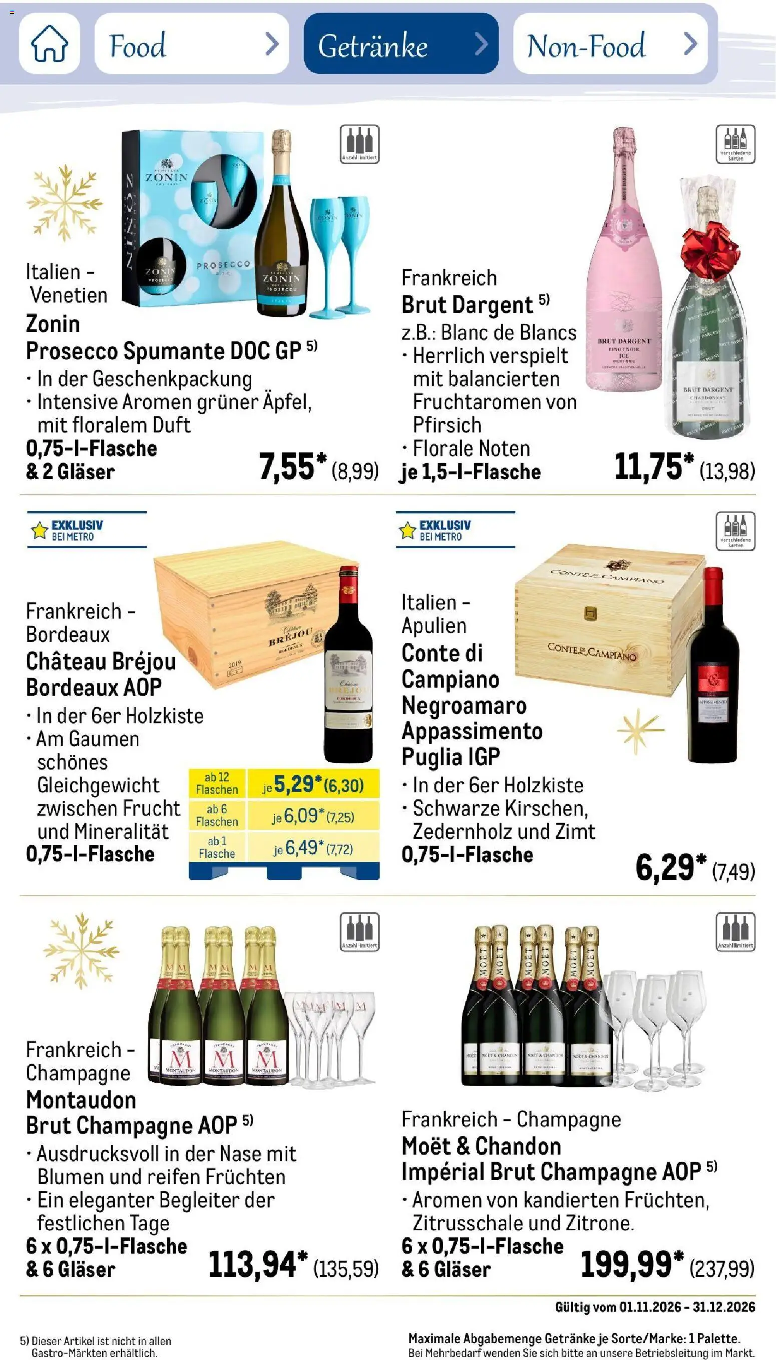 Vorschau von dem Prospekt des Geschäftes Metro, gültig ab dem 01.11.2026 - Blumen, Prosecco, Pfirsich, Duft, Brut dargent