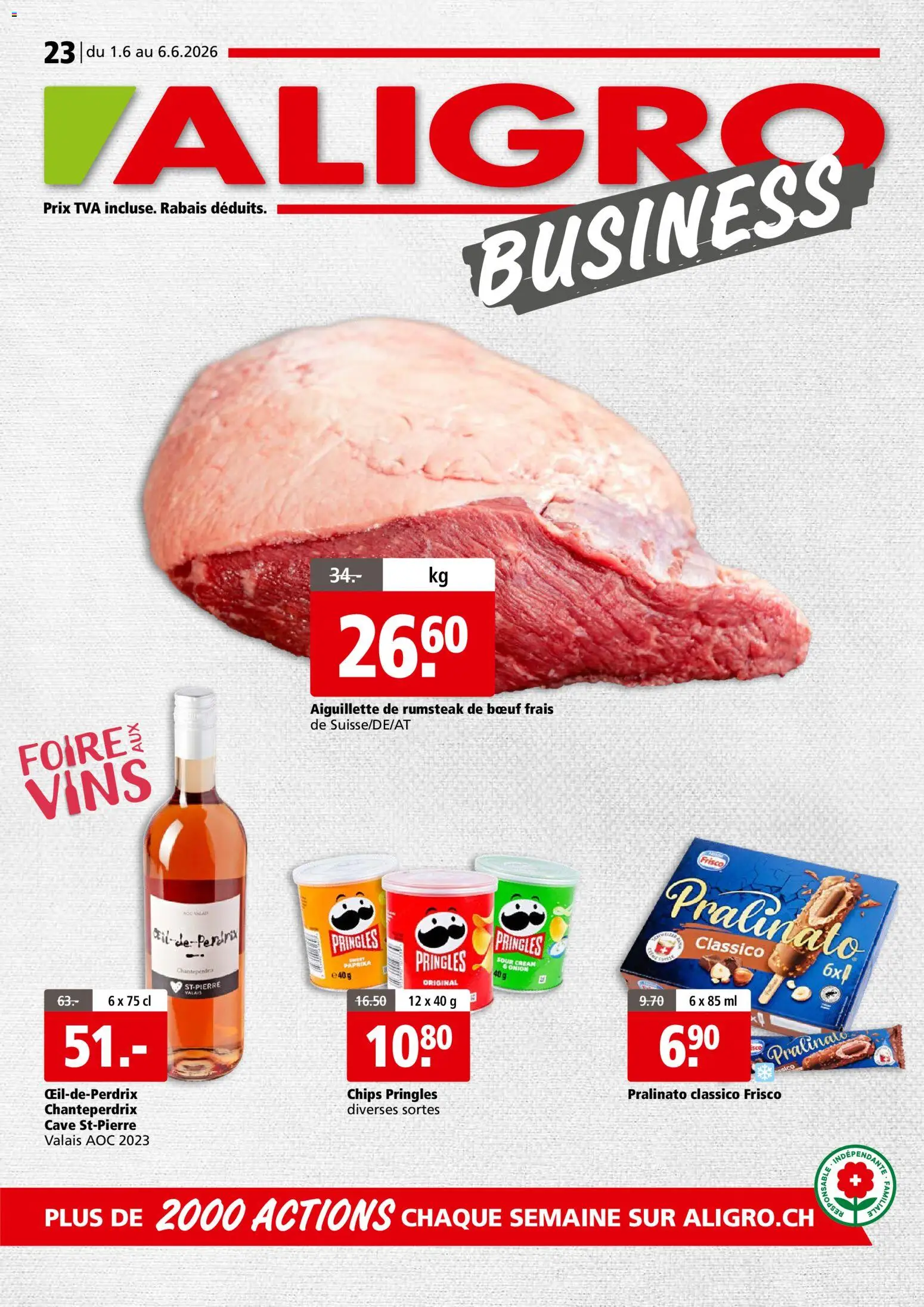 Vorschau des Merkblatts Aligro aktionen Business Chavannes, Matran, Genève, Sion vom Shop Aligro gültig von 01.06.2026 bis 06.06.2026
