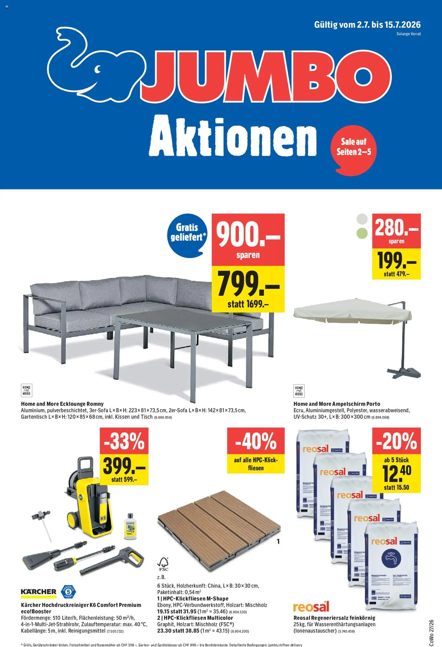 Vorschau des Merkblatts Jumbo aktionen vom Shop Jumbo gültig von 02.07.2026 bis 15.07.2026 - Kissen, Tisch, Reinigungsmittel
