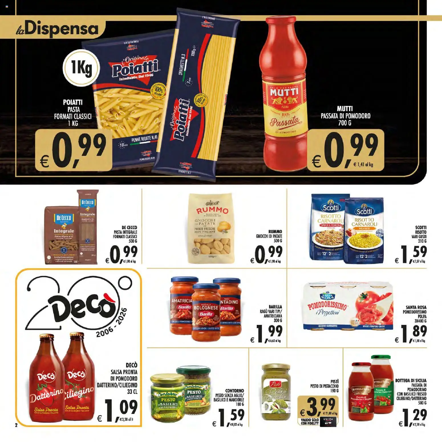 Anteprima dell'opuscolo Decò volantino Gourmet Sicilia dal negozio Decò valido da 01/09/2026 - Pasta, Vino, Spaghetti, Penne, Barilla, Passata di pomodoro, Mutti, Rummo