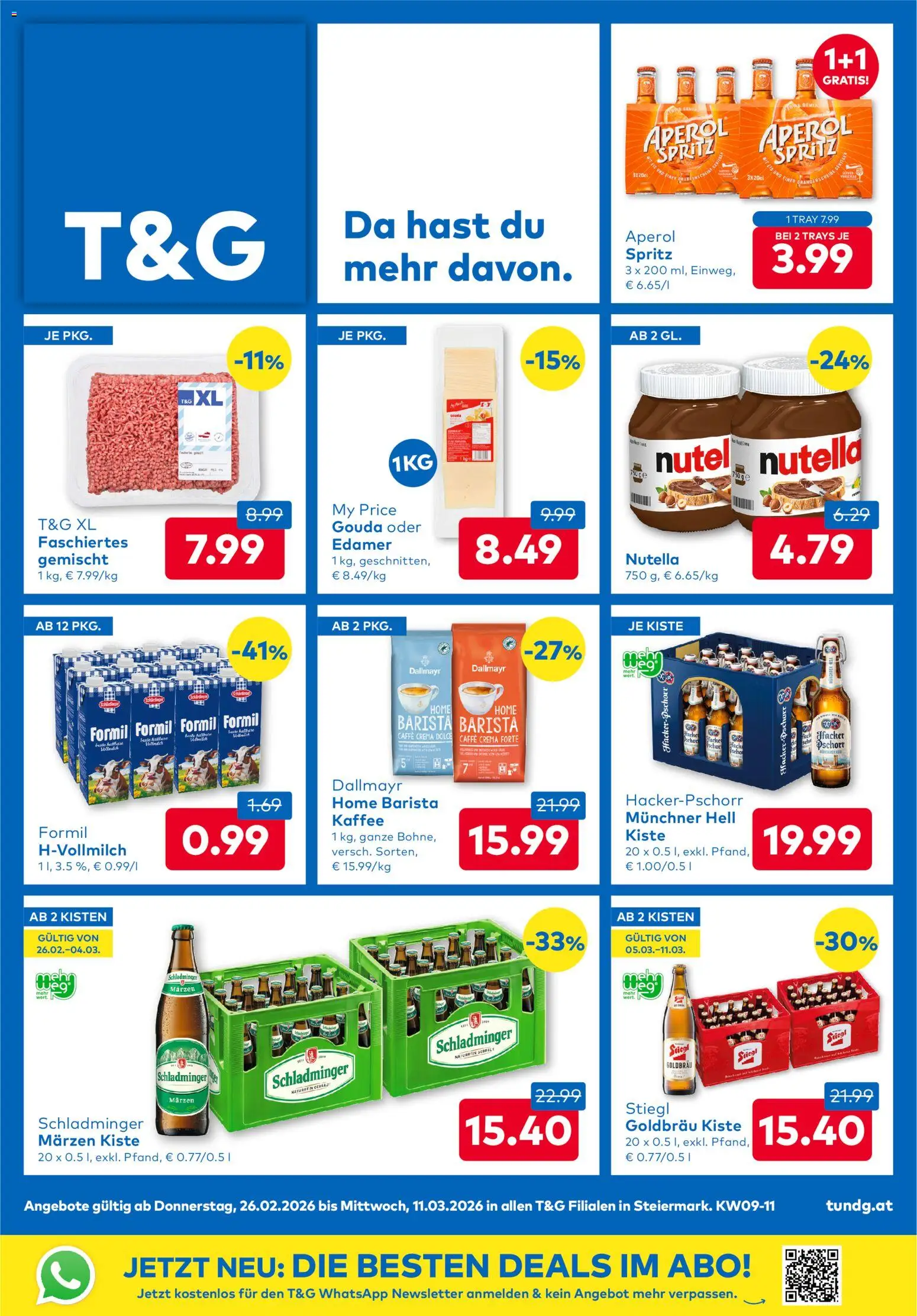Vorschau der Angebote: T&G Steiermark gültig ab 26.02.2026 - Eis, Kaffee, Aperol, Nutella