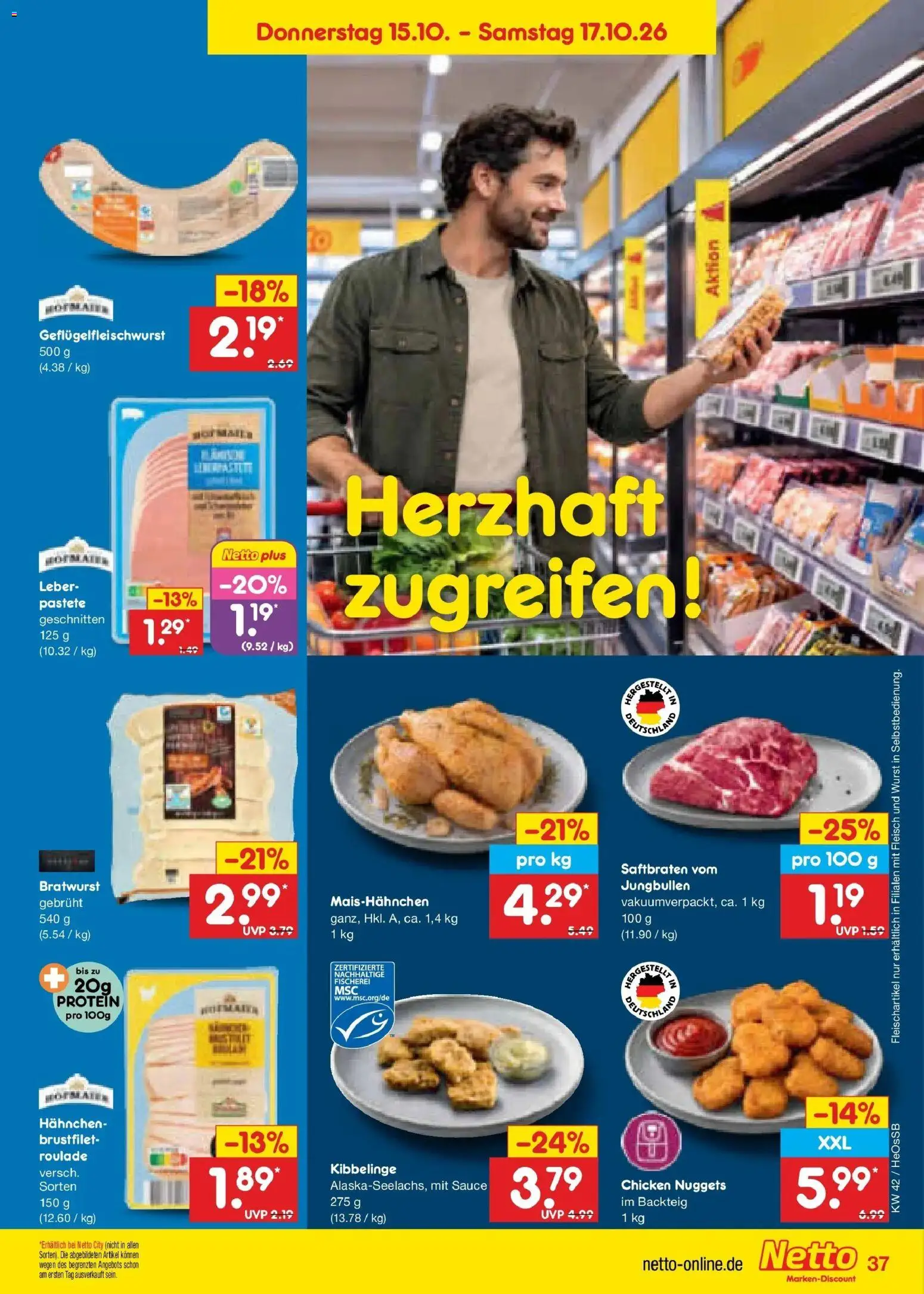 Vorschau von dem Prospekt des Geschäftes Netto Marken-Discount, gültig ab dem 12.10.2026 - Wurst, Bratwurst, Fleisch, Hahnchen