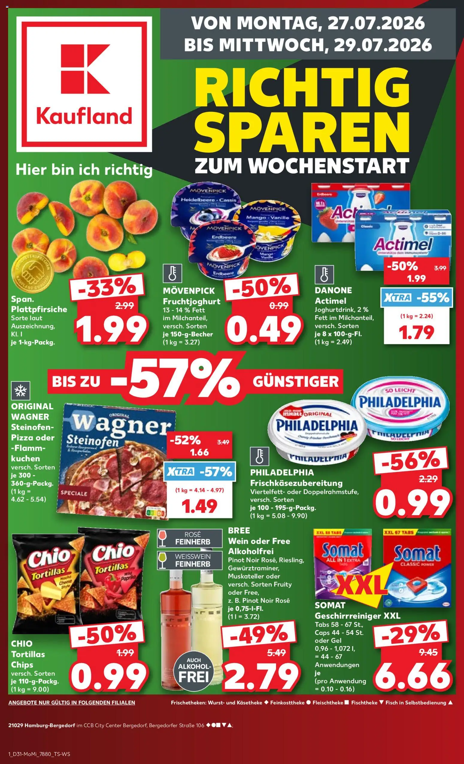 Vorschau von dem Prospekt des Geschäftes Kaufland, gültig ab dem 27.07.2026 - Chips, Fisch, Wurst, Wein, Philadelphia, Alkohol, Weißwein, Fruchtjoghurt