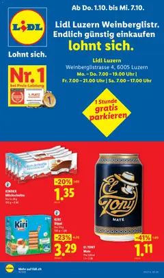 Vorschau des Merkblatts Lidl aktionen Luzern Weinberglistr vom Shop Lidl gültig von 01.10.2026 bis 07.10.2026