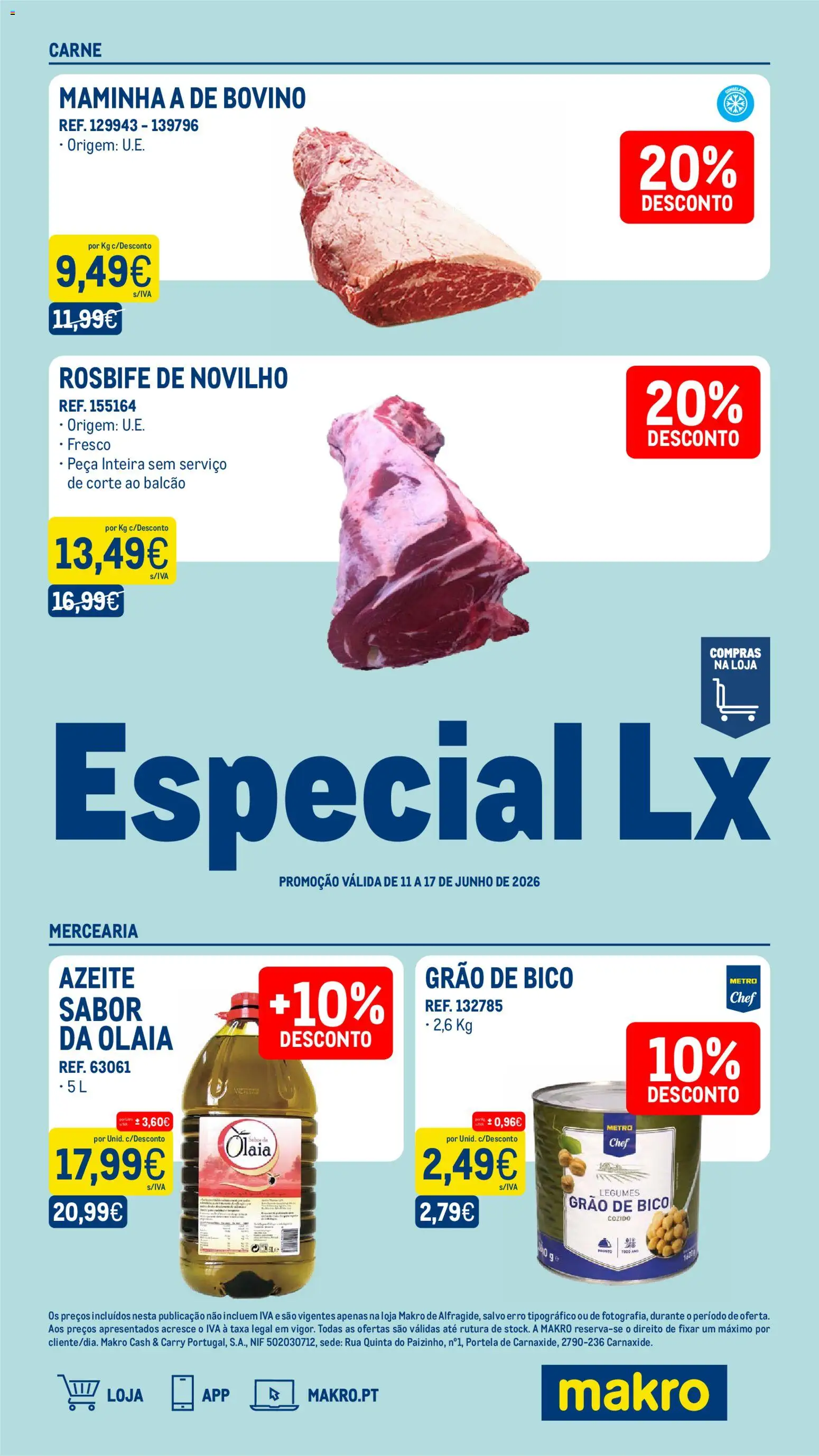 Pré-visualização do folheto da loja Makro válida a partir de 11/06/2026 - Azeite, Mercearia, Carne, Legumes