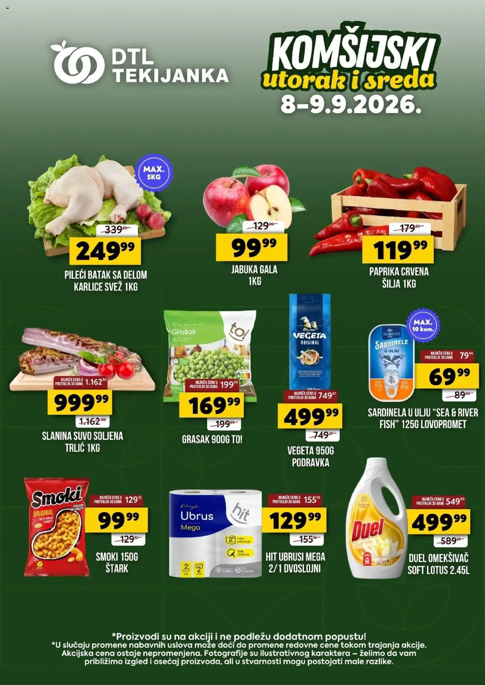 Pregled Tekijanka kataloga - važi od 08.09.2026 - Paprika, Grašak, Smoki, Lotus, Slanina, Ubrus, Omekšivač, Pileći batak
