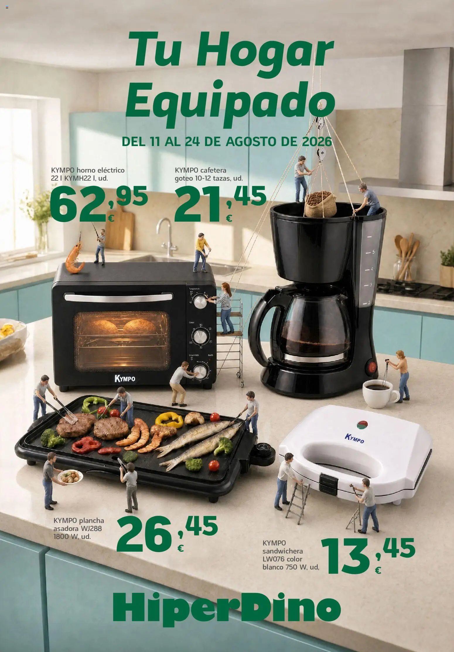 Vista previa del folleto de la tienda HiperDino válido desde el 11/08/2026 - Cafetera, Horno, Plancha, Sandwichera