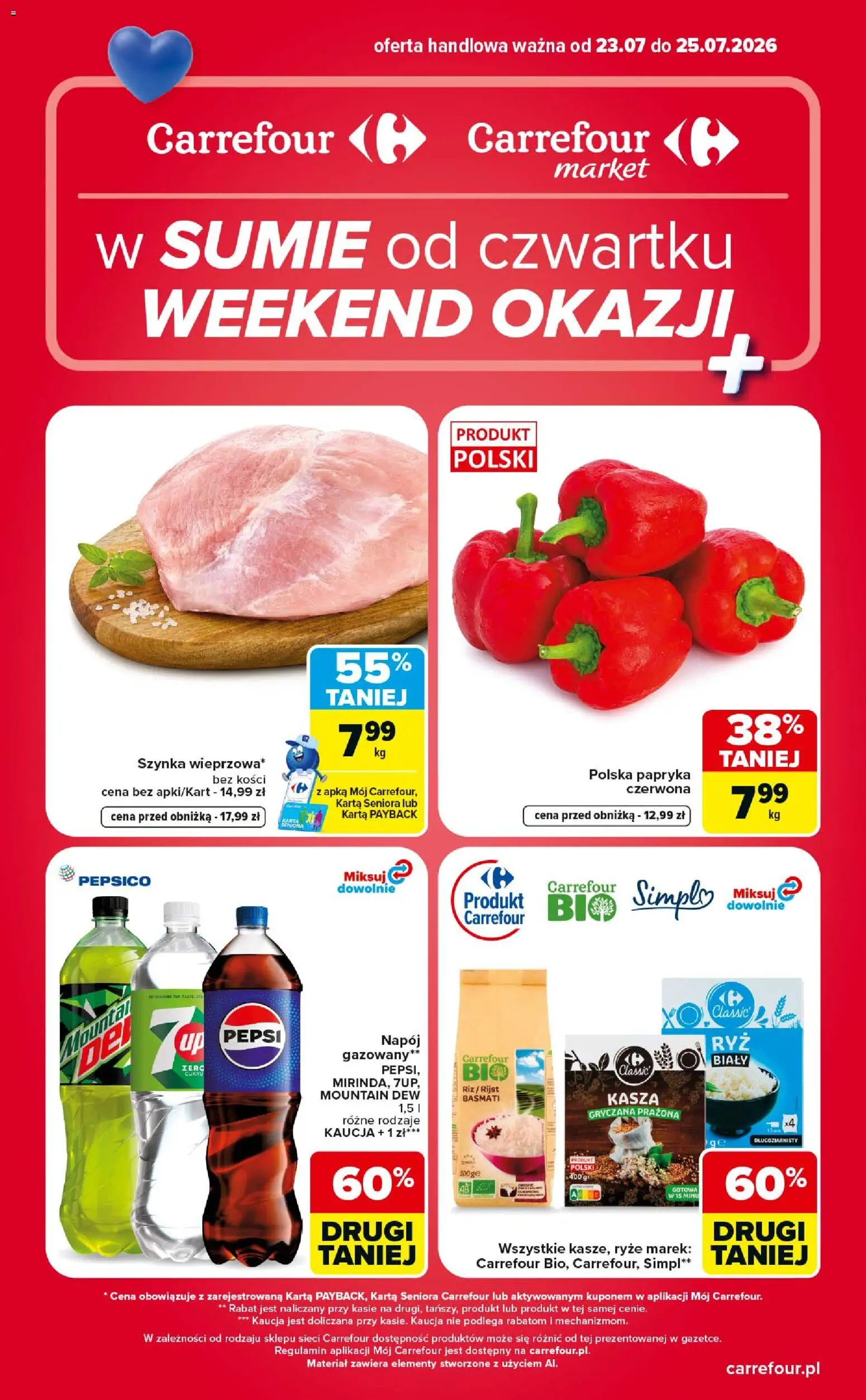 Pogląd gazetki "Carrefour gazetka - Weekend okazji" ze sklepu Carrefour ważnej od 23.07.2026