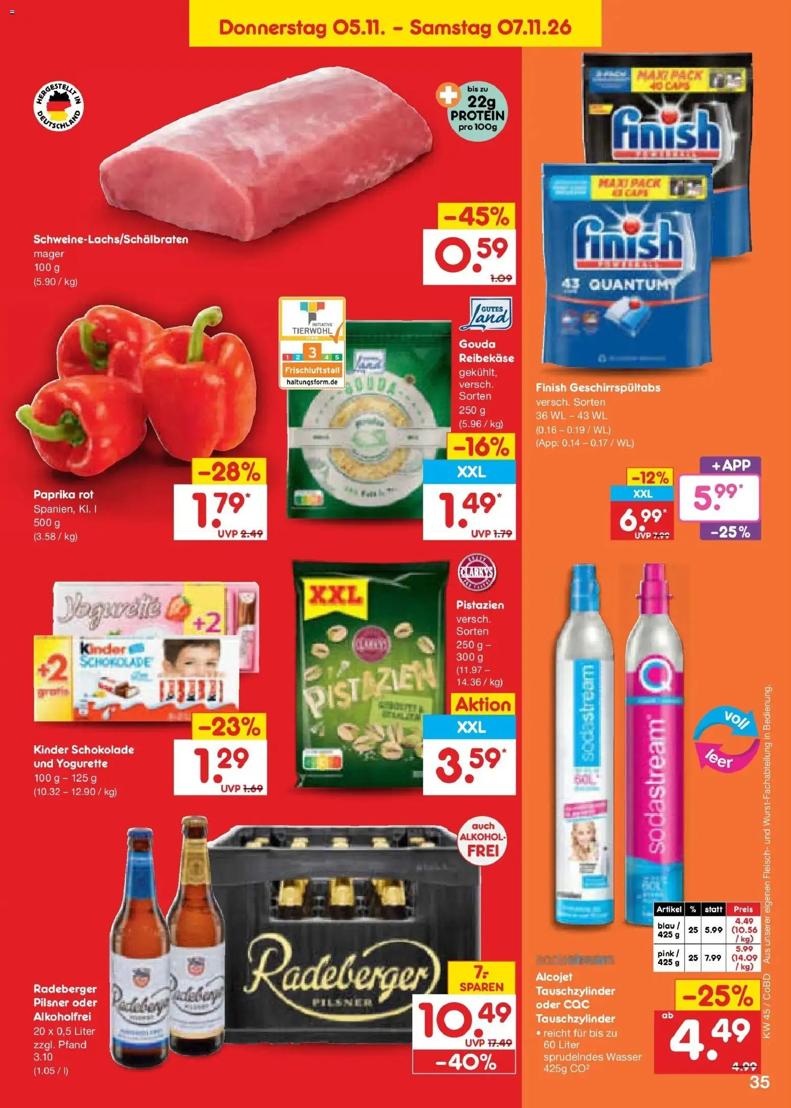 Vorschau von dem Prospekt des Geschäftes Netto Marken-Discount, gültig ab dem 02.11.2026 - Schokolade, Fleisch, Paprika, Yogurette, Gouda, Paprika rot, Reibekase, Kinder schokolade