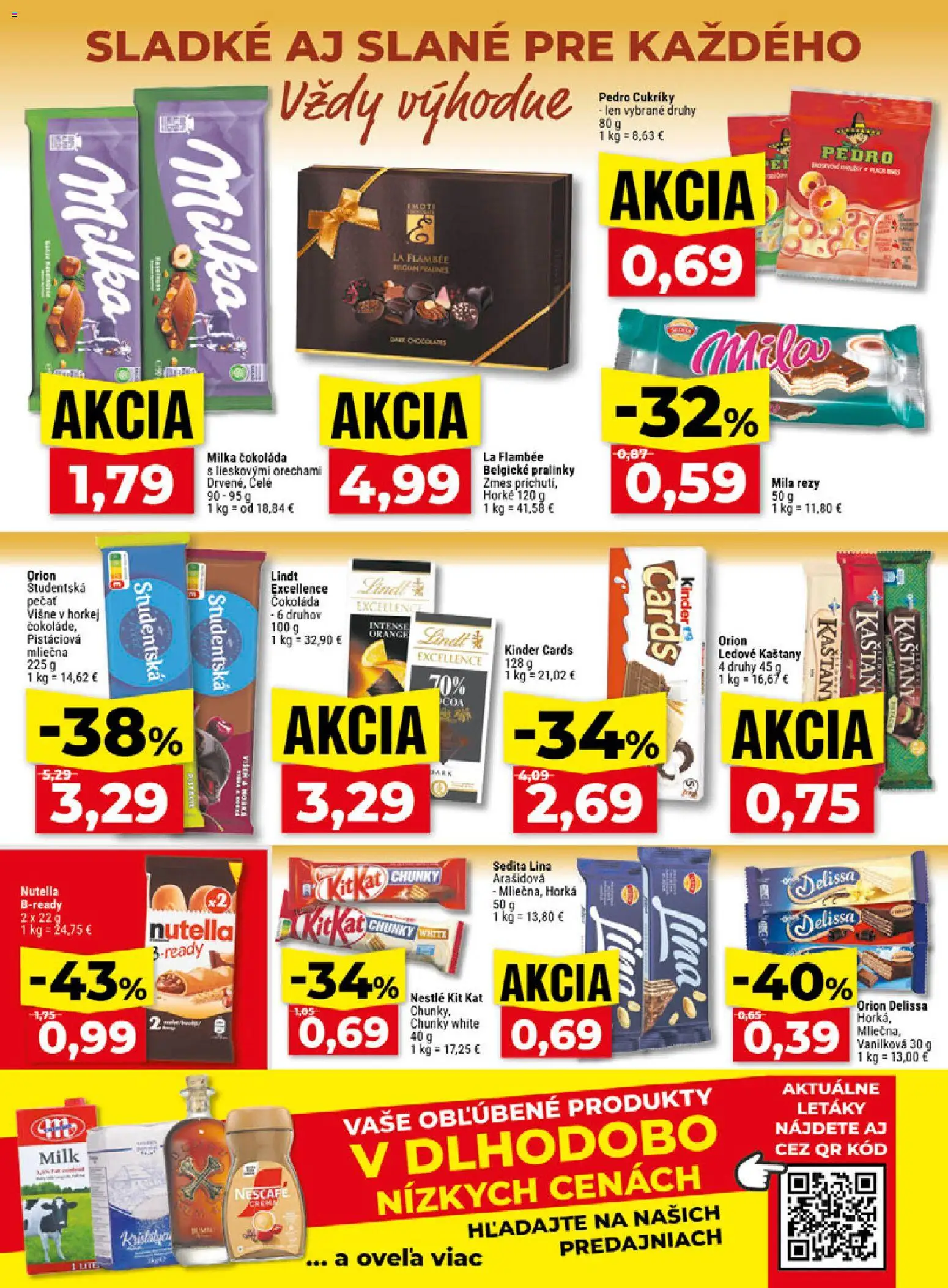 Náhľad Klas letáku platného od 19.10.2026 - Čokoláda, Kinder, Milka, Nutella, Mila, Študentská pečať, Cukríky, Višne