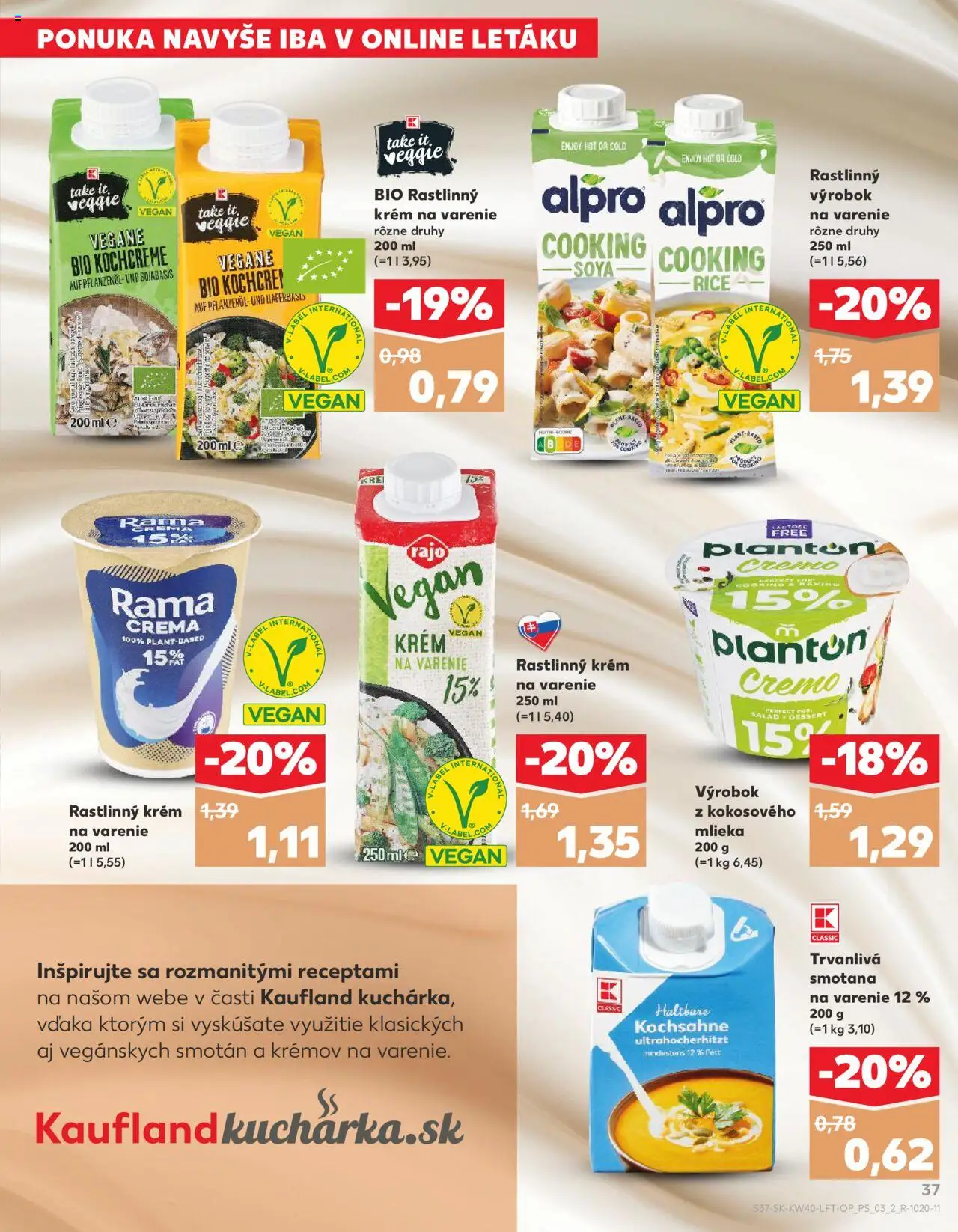Náhľad Kaufland letáku platného od 02.10.2025 - Smotana, Alpro, Rama, Krém, Trvanlivá smotana