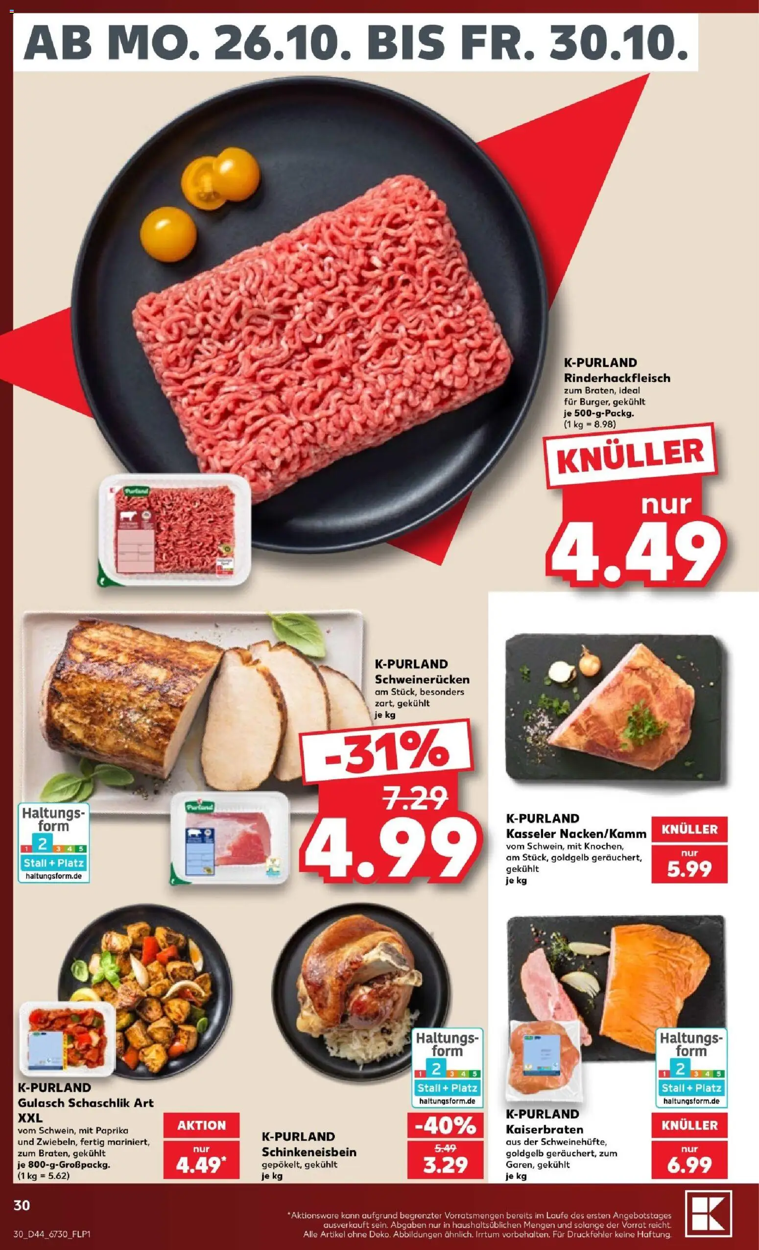 Vorschau von dem Prospekt des Geschäftes Kaufland, gültig ab dem 25.10.2026 - Gulasch, Paprika, Schweinerucken