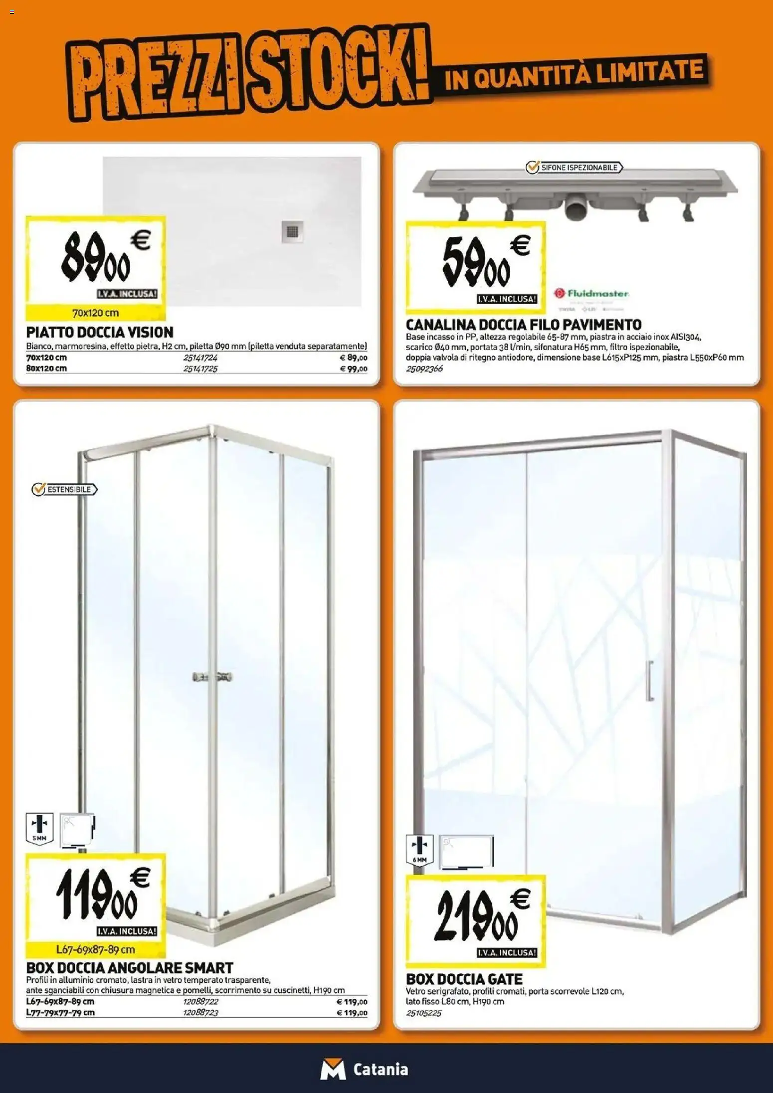 Anteprima dell'opuscolo TECNOMAT catalogo Misterbianco dal negozio TECNOMAT valido da 27/08/2026 - Box doccia, Piatto, Doccia, Porta, Porta scorrevole, Alluminio, Pavimento