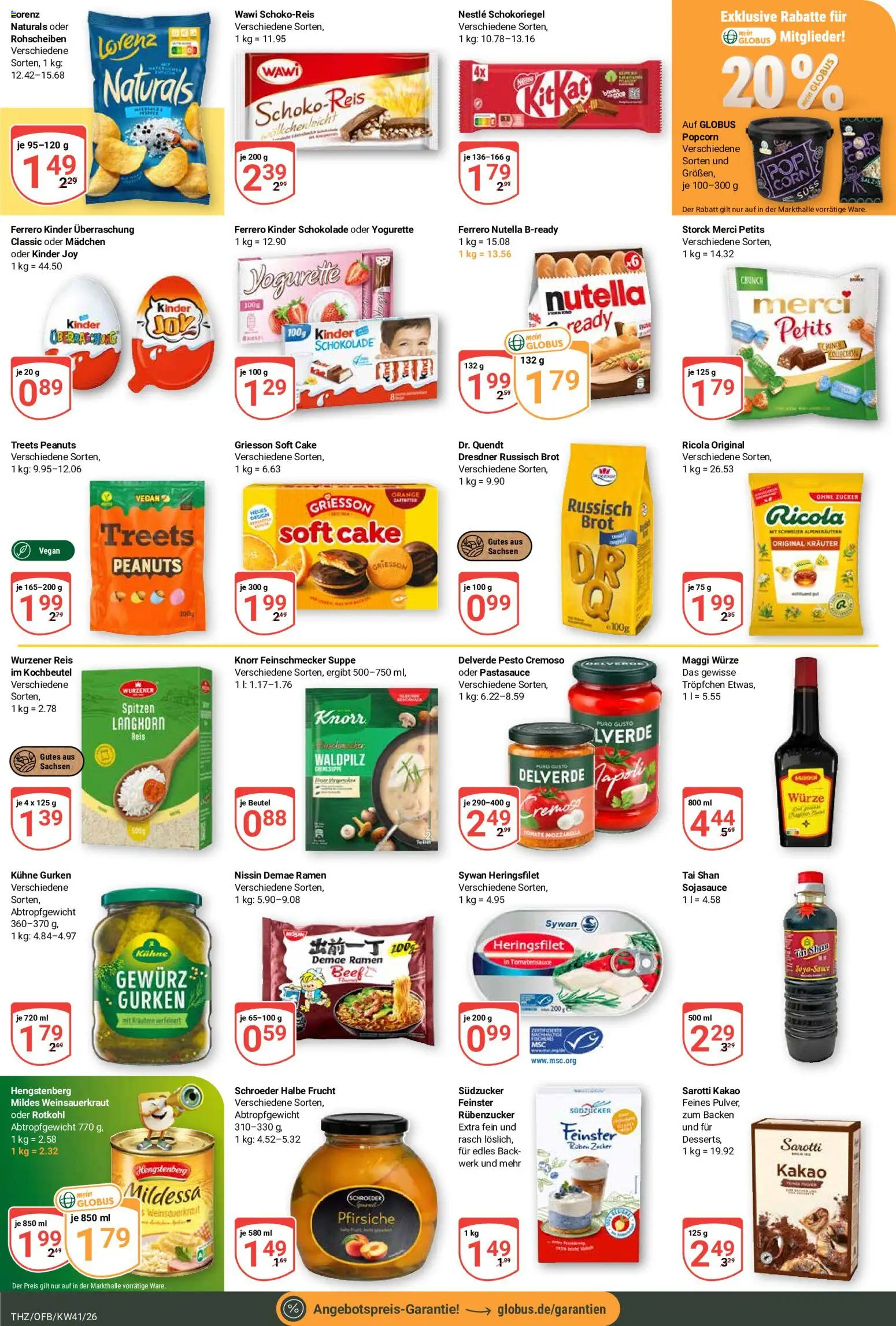 Vorschau von dem Prospekt des Geschäftes Globus, gültig ab dem 05.10.2026 - Schokolade, Brot, Rotkohl, Popcorn, Zucker, Knorr, Kinder schokolade, Kinder joy