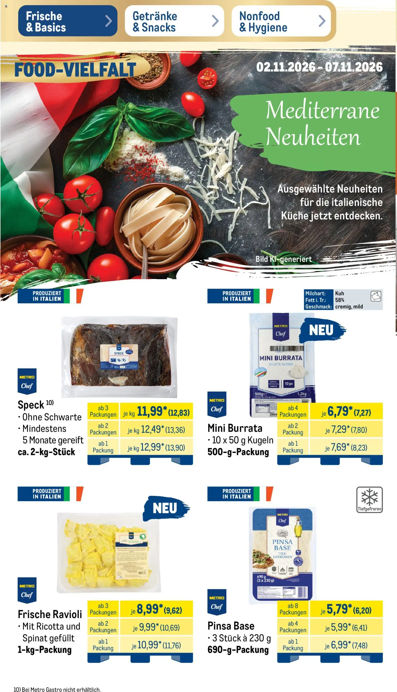 Vorschau von dem Prospekt des Geschäftes Metro, gültig ab dem 02.11.2026 - Küche, Burrata, Pasta