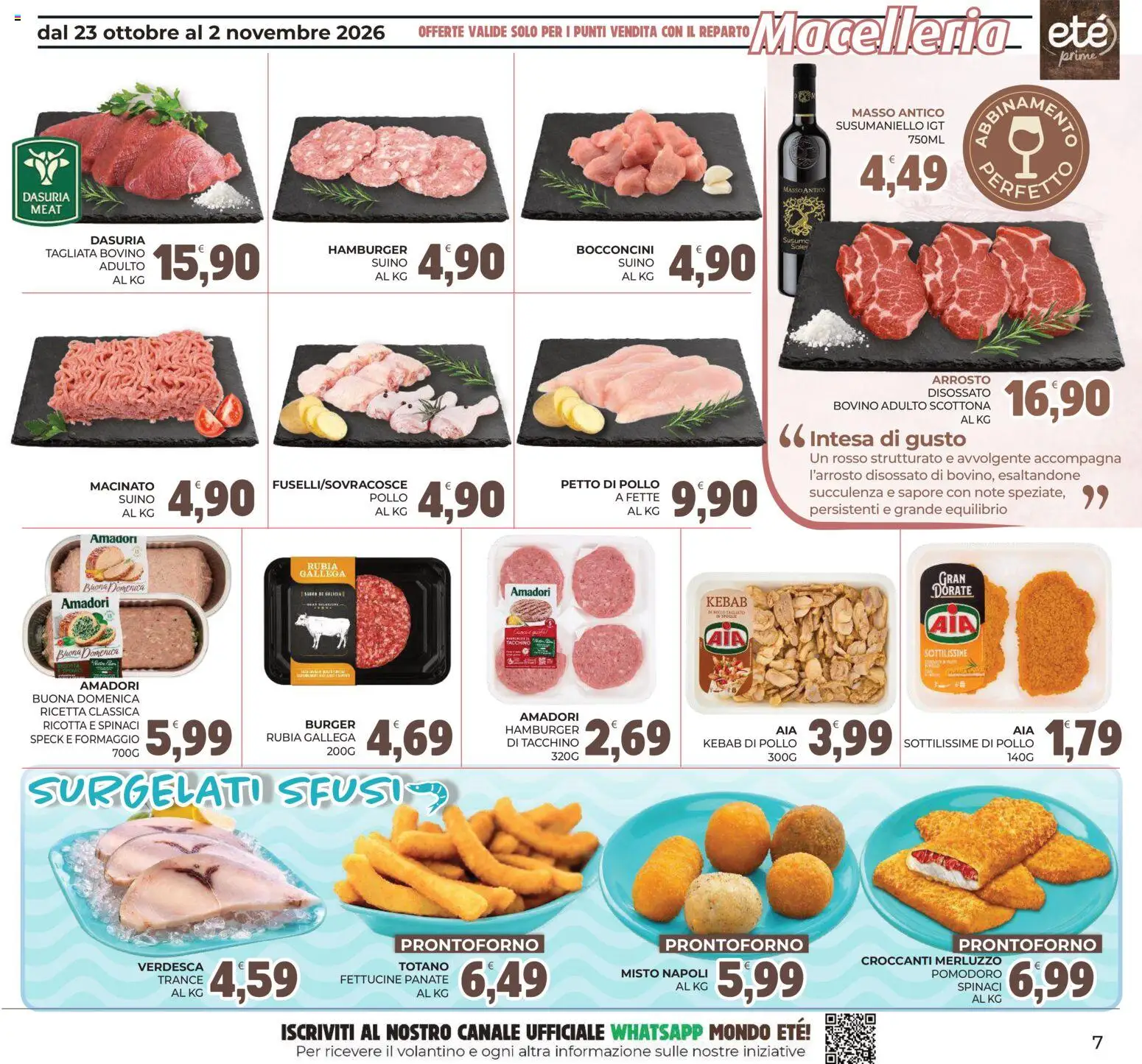 Anteprima dell'opuscolo Eté volantino Prime dal negozio Eté valido da 23/10/2026 - Pollo, Pomodoro, Formaggio, Tacchino, Bovino, Petto di Pollo, Spinaci, Arrosto