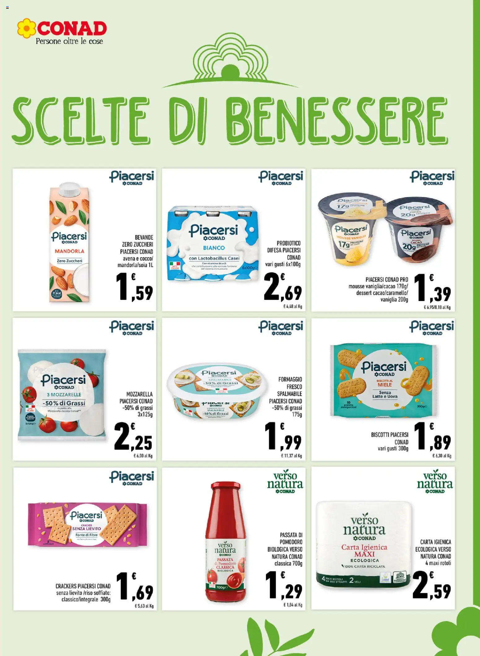 Anteprima dell'opuscolo Conad volantino Margherita Sicilia dal negozio Conad valido da 26/08/2026 - Biscotti, Formaggio, Yogurt, Mozzarella, Lievito, Mandorla, Passata di pomodoro, Formaggio fresco