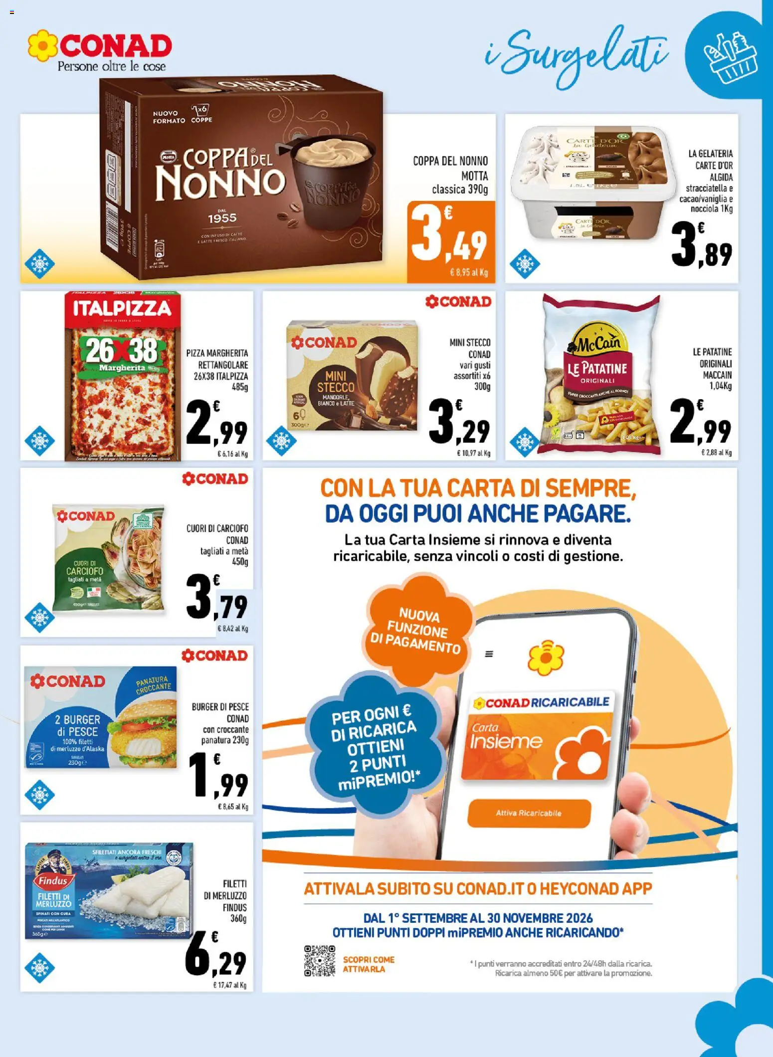 Anteprima dell'opuscolo Conad volantino Margherita Sicilia dal negozio Conad valido da 26/08/2026 - Pizza, Pesce, Latte, Stracciatella, Merluzzo, Dessert, Patatine
