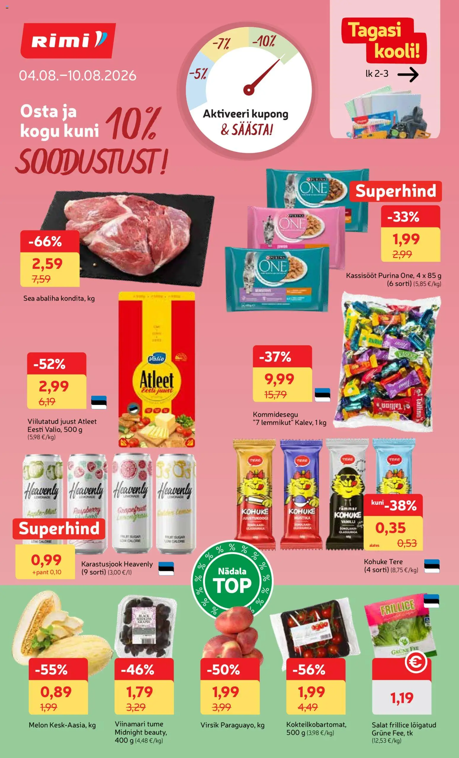 Rimi kliendilehe eelvaade alates 04.08.2026