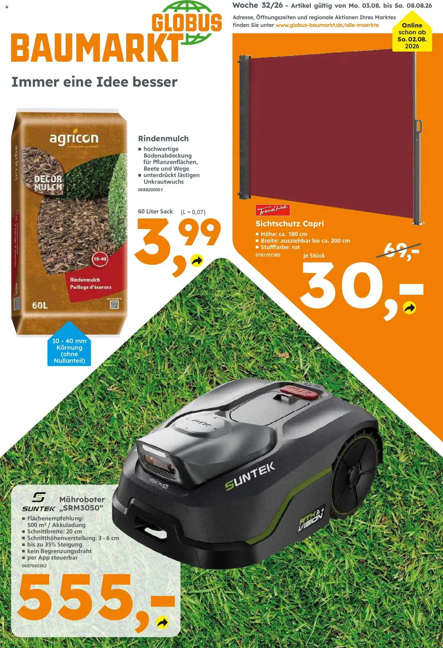 Vorschau von dem Prospekt des Geschäftes Globus Baumarkt, gültig ab dem 03.08.2026 - Rindenmulch