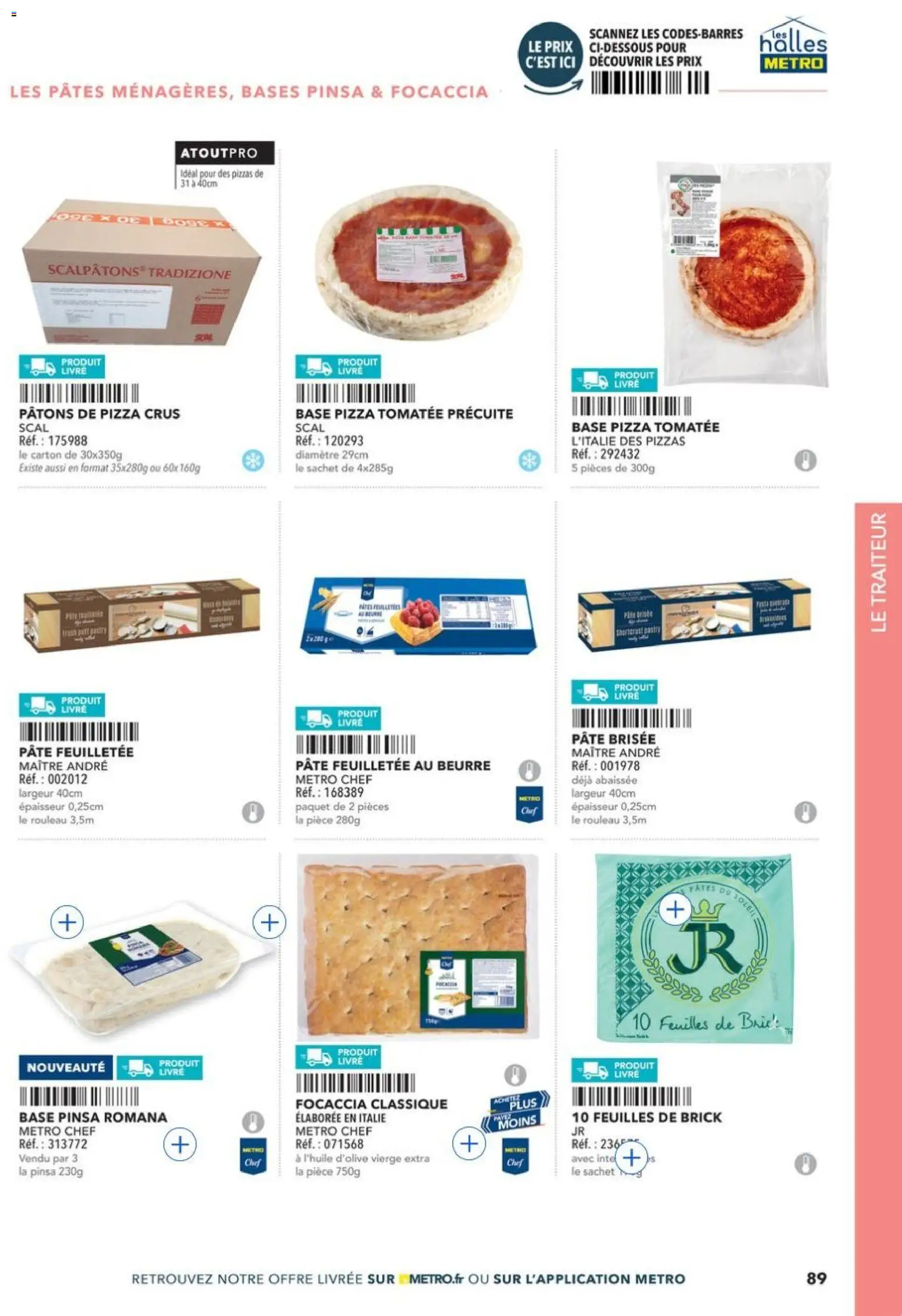 Prévisualisation de METRO - Restauration rapide du magasin METRO formulaire valide 14/04/2026 - Pizza, Livre, Pâtes, Pinsa, Beurre, Feuilles de brick, Base, Pâte brisée