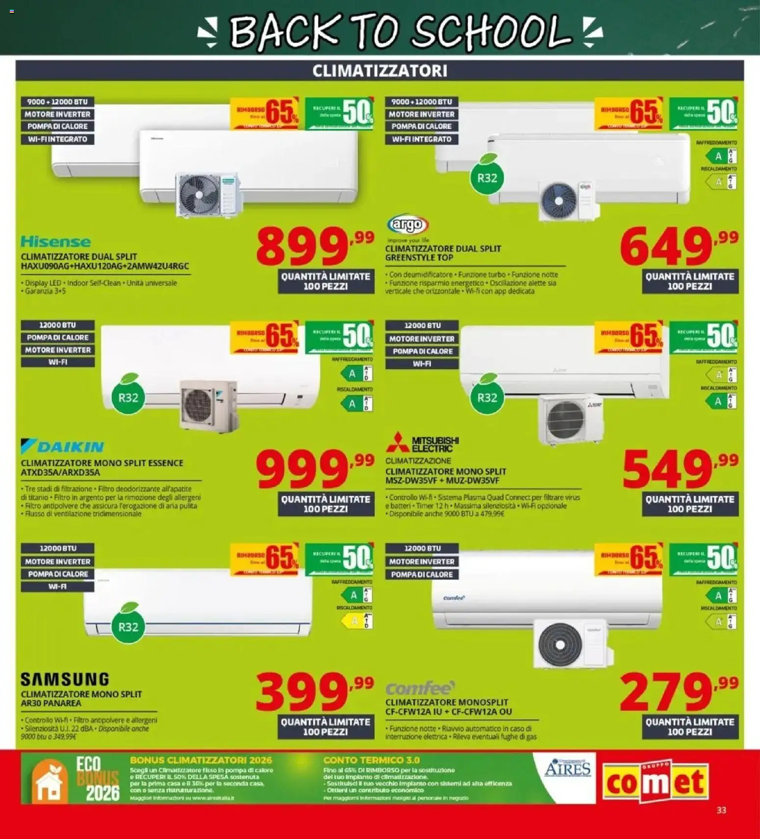 Anteprima dell'opuscolo Comet volantino Back to school dal negozio Comet valido da 20/08/2026 - Samsung, Deumidificatore, Climatizzatore, Top
