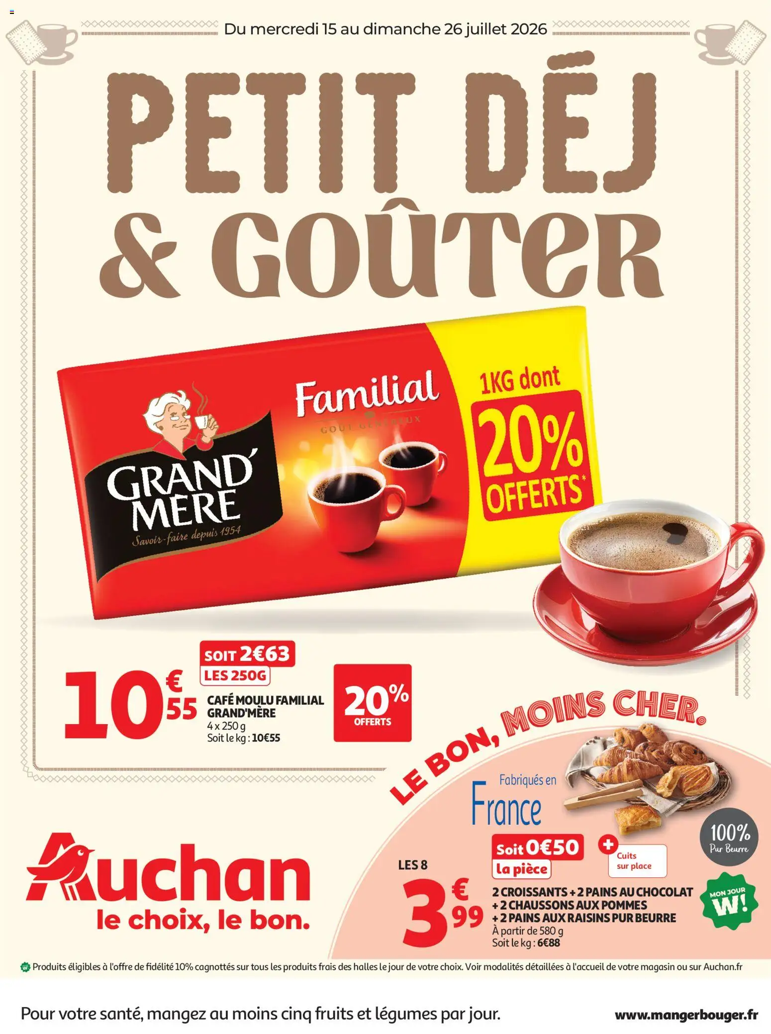 Voorbeeld van Auchan Petit dej, goûter hypers van winkel Auchan geldig vanaf 15/07/2026