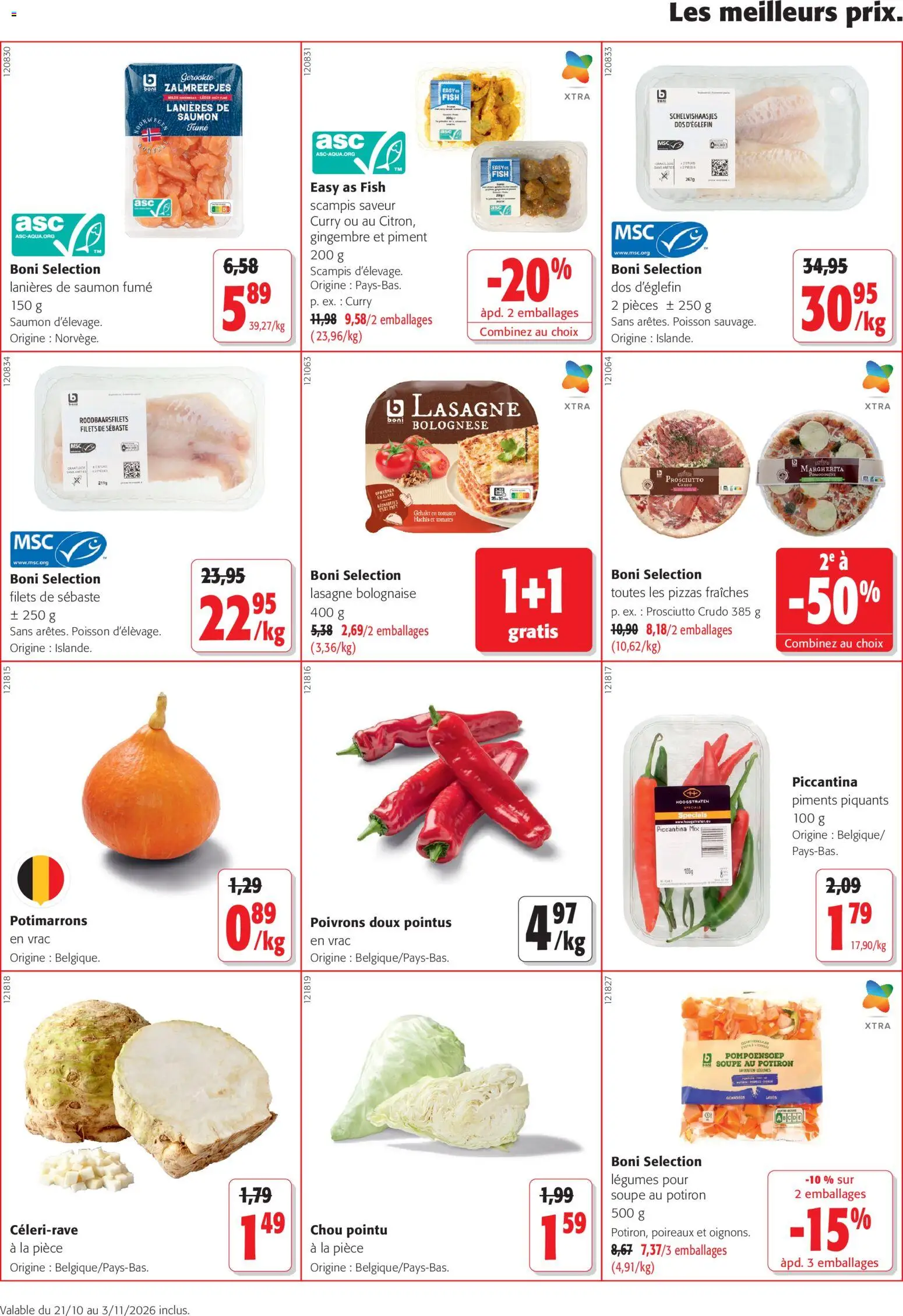 Prévisualisation de Colruyt Toutes les offres du magasin Colruyt formulaire valide 21/10/2026 - Poireaux, Potiron, Saumon, Soupe, Prosciutto, Piment, Prosciutto crudo, Dos d'églefin