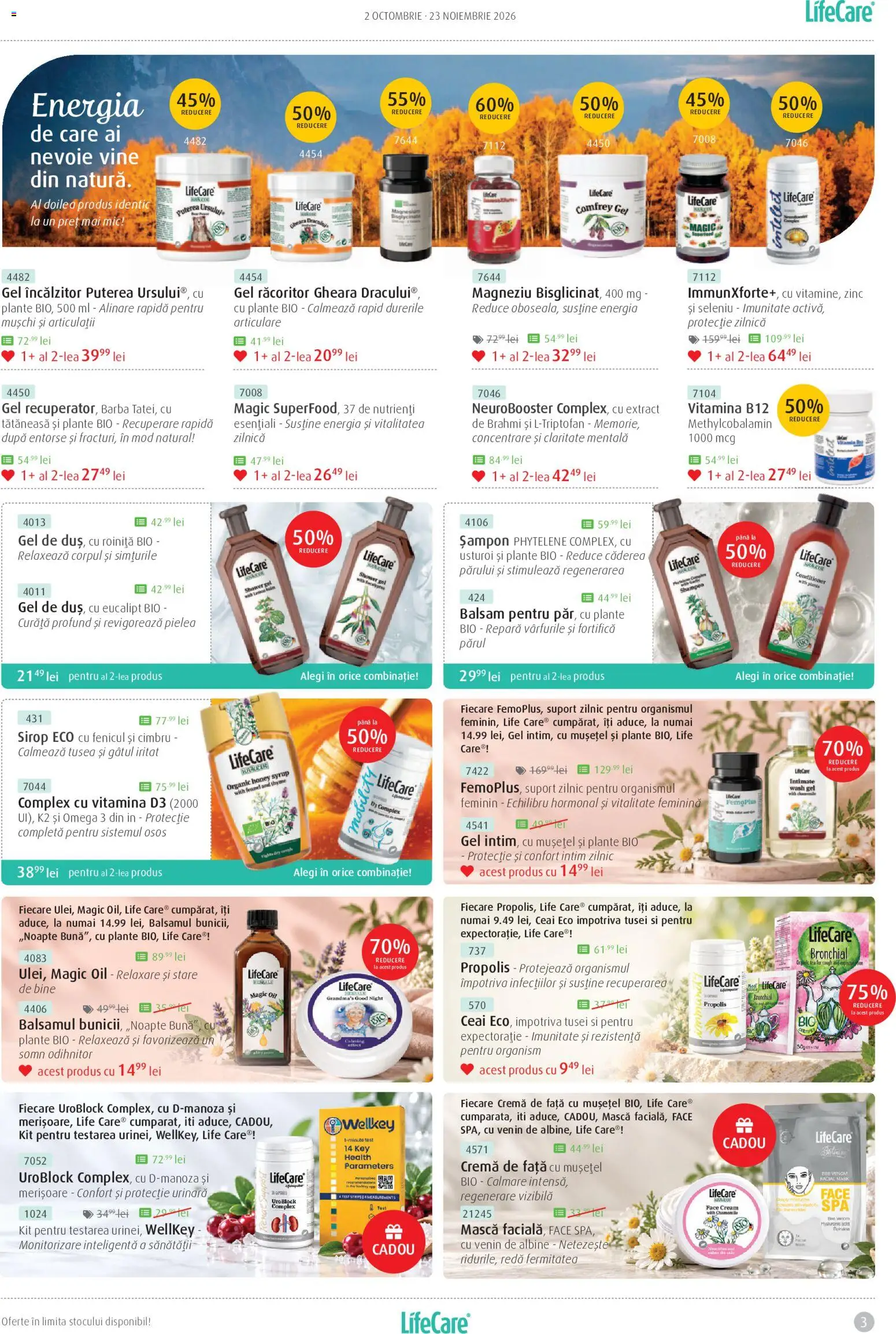 Previzualizarea de cataloage: Life Care Life Care Catalog valabil de la 02.10.2026 - Șampon, Ceai, Merisoare, Propolis, Bio, Suport, Sirop, Balsam