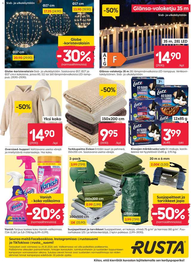 Uusi Rusta tarjouslehti alkaen 19/10