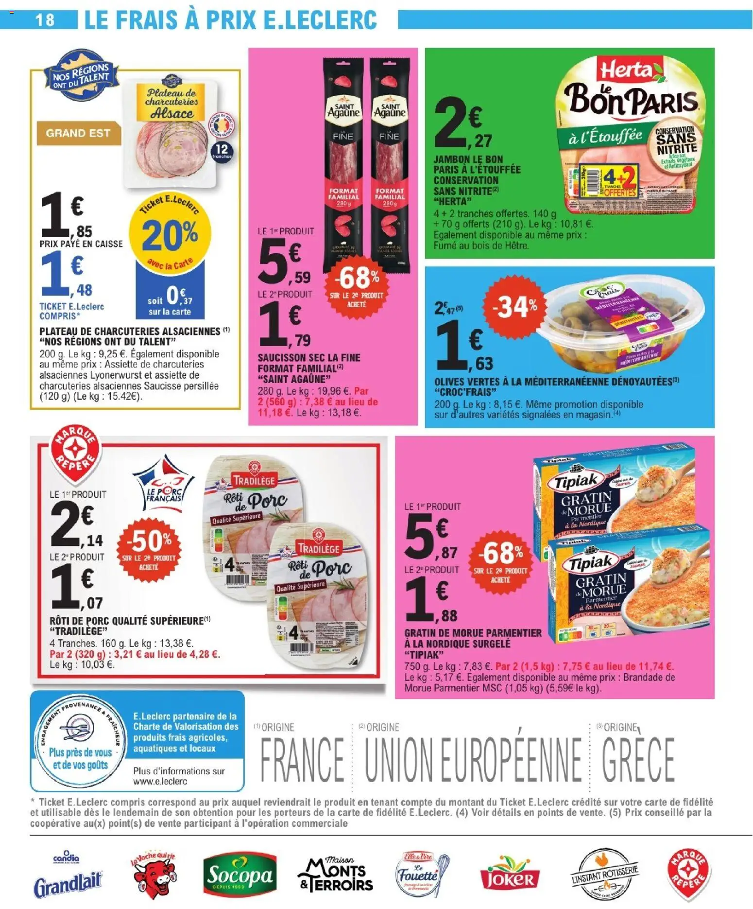 Prévisualisation de E.Leclerc catalogue du magasin E.Leclerc formulaire valide 08/09/2026 - Saucisson, Rôti de porc, Jambon, Morue, Saucisse, Plateau, Porc, Saint Agaune