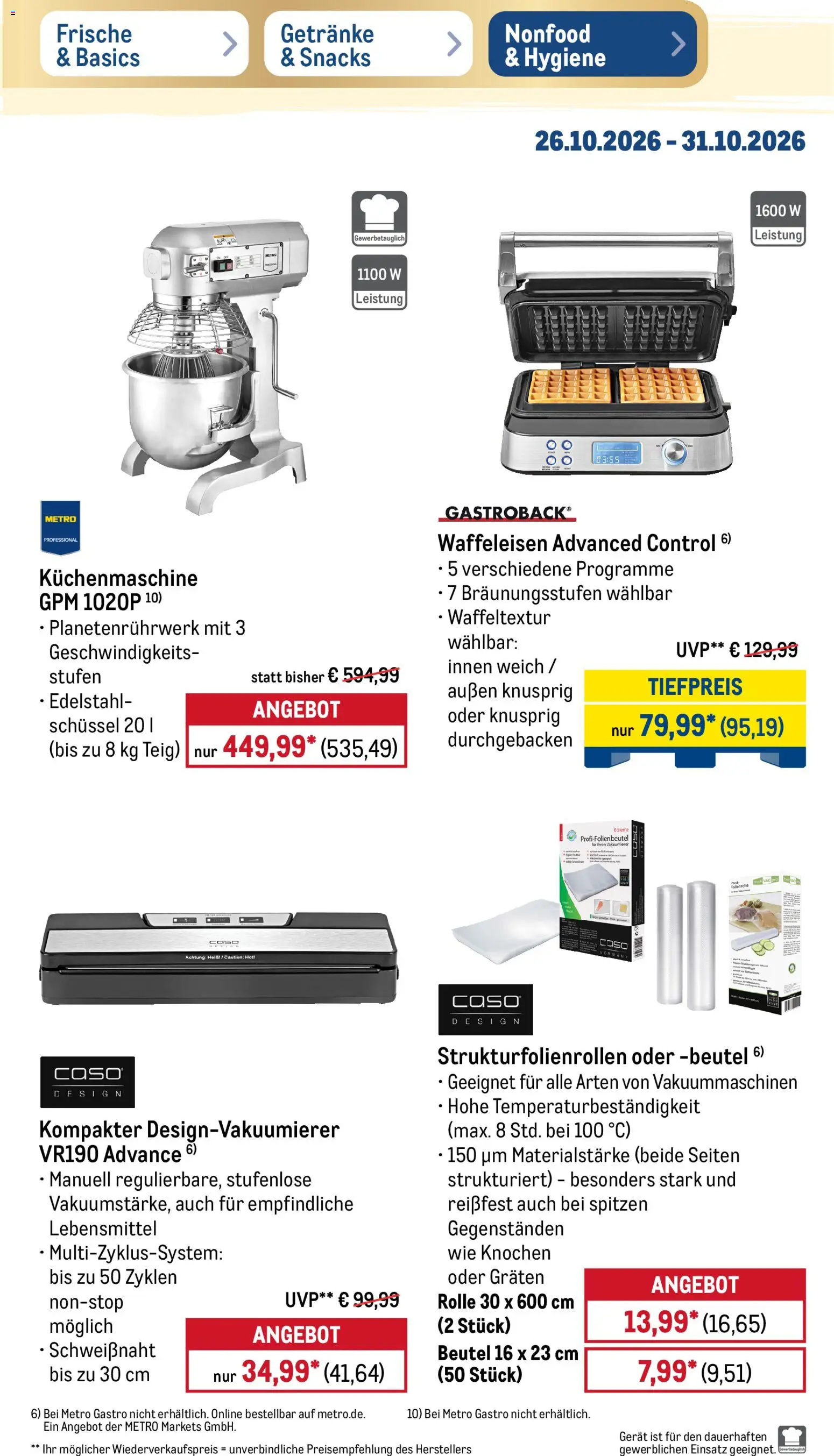Vorschau von dem Prospekt des Geschäftes Metro, gültig ab dem 26.10.2026 - Waffeleisen