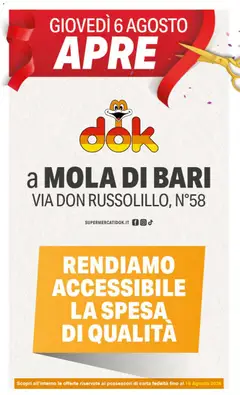 Anteprima dell'opuscolo DOK volantino Riapertura Mola di Bari dal negozio DOK valido da 06/08/2026