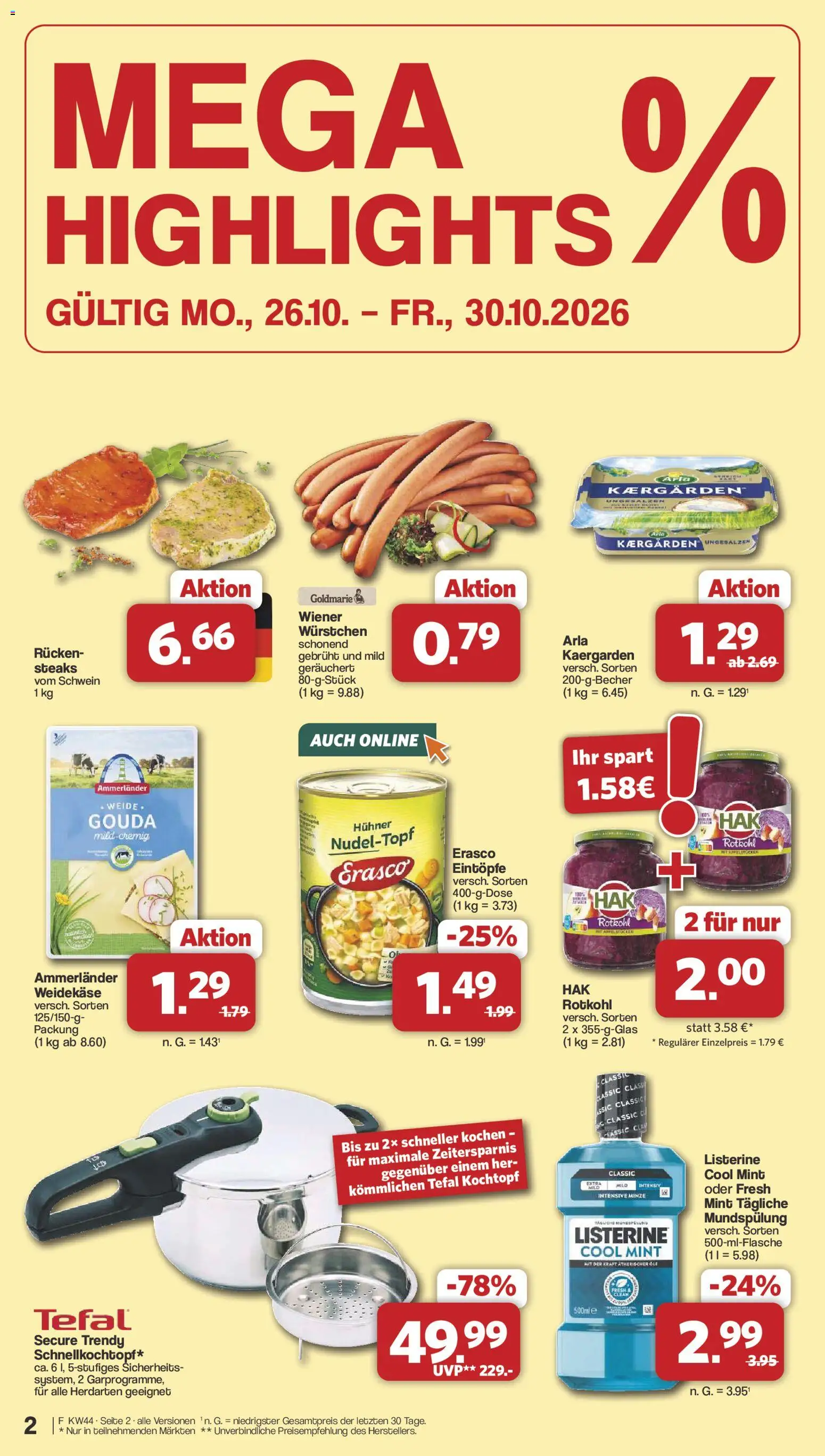 Vorschau von dem Prospekt des Geschäftes Famila Nordwest, gültig ab dem 26.10.2026 - Rotkohl, Gouda, Listerine, Erasco, Wiener wurstchen