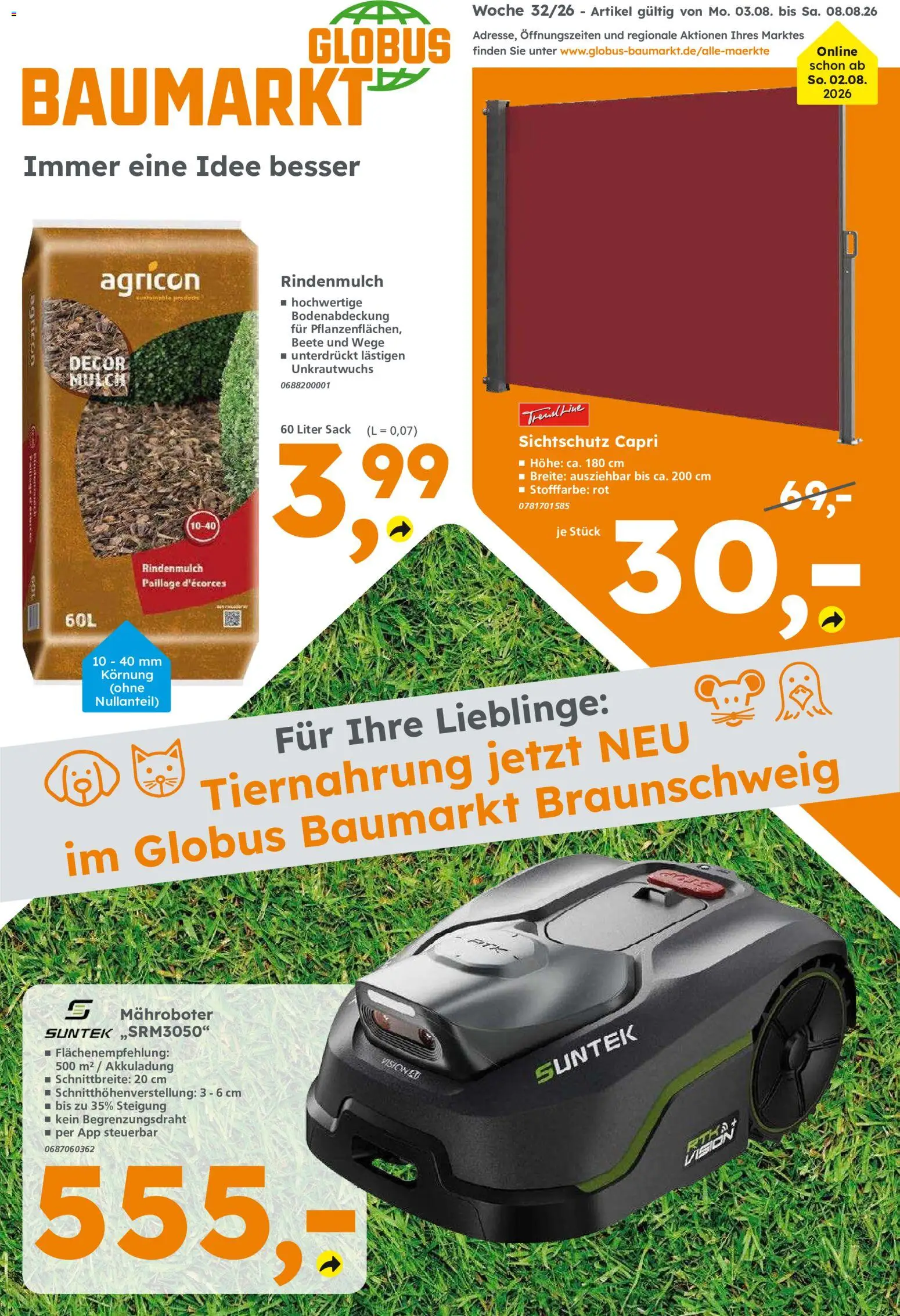 Vorschau von dem Prospekt des Geschäftes Globus Baumarkt, gültig ab dem 03.08.2026 - Rindenmulch