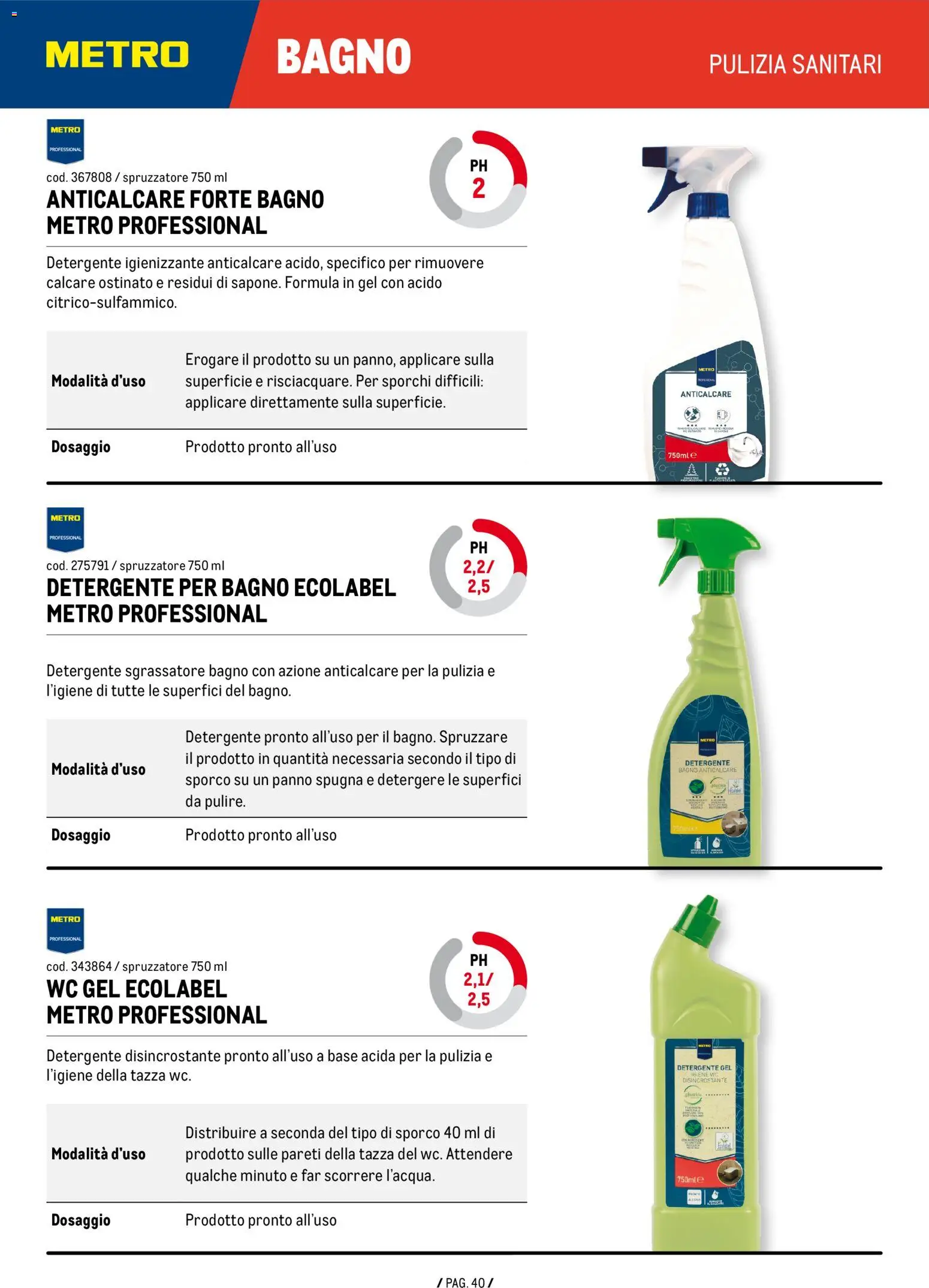 Anteprima dell'opuscolo Metro volantino Detergenza dal negozio Metro valido da 04/06/2026 - Bagno, WC, Spugna, Sgrassatore, Detergente, Anticalcare