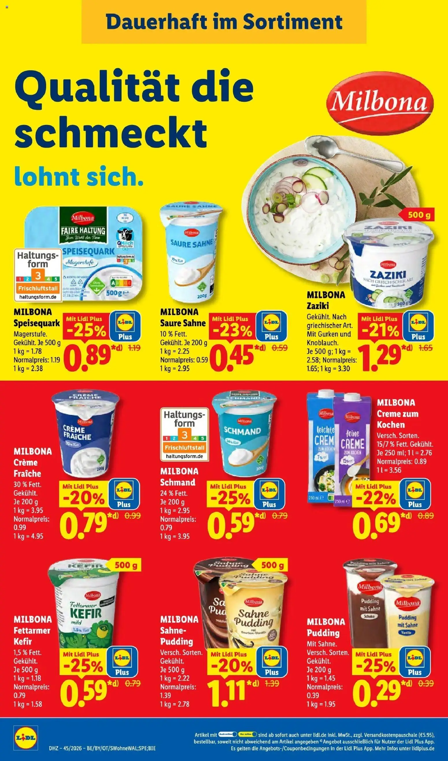 Vorschau von dem Prospekt des Geschäftes Lidl, gültig ab dem 02.11.2026 - Kefir, Quark, Sahne, Pudding, Vanille, Creme, Bourbon, Speisequark