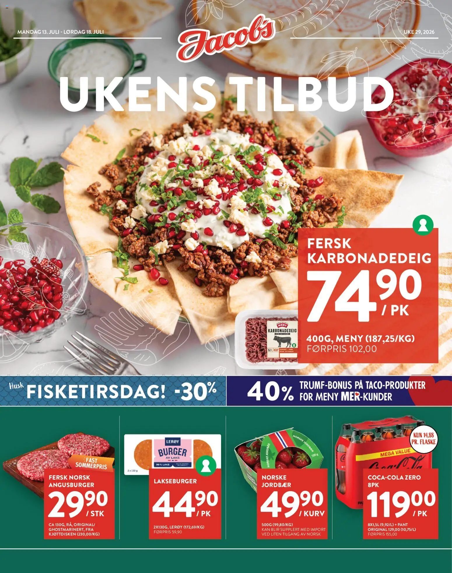 Forhåndsvis Jacobs kundeavis fra butikk Jacobs gyldig fra 13/07/2026