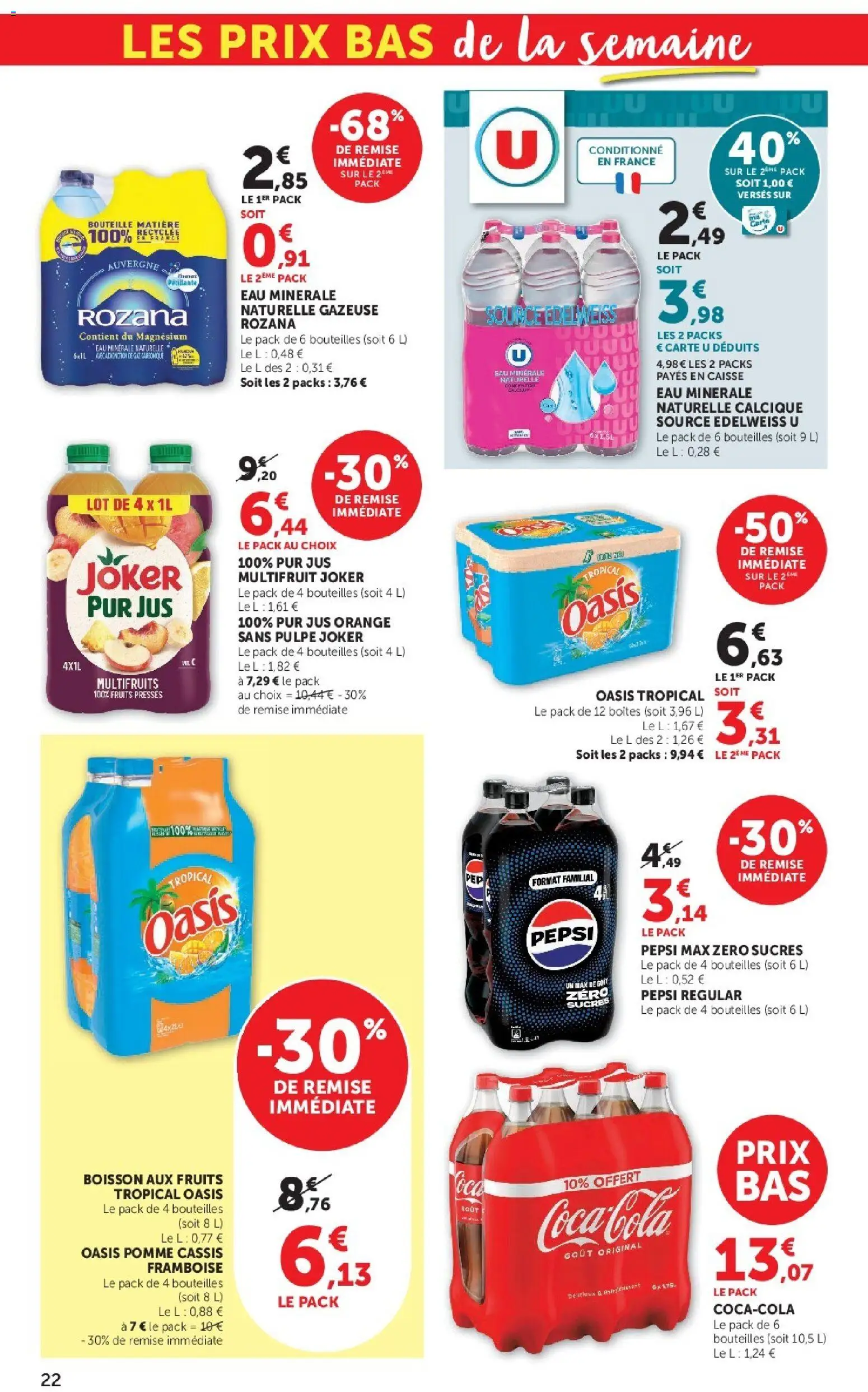 Prévisualisation de Super U catalogue du magasin Super U formulaire valide 08/09/2026 - Orange, Cassis, Pomme, Framboise, Pepsi, Eau minérale, Oasis tropical, Pepsi Max