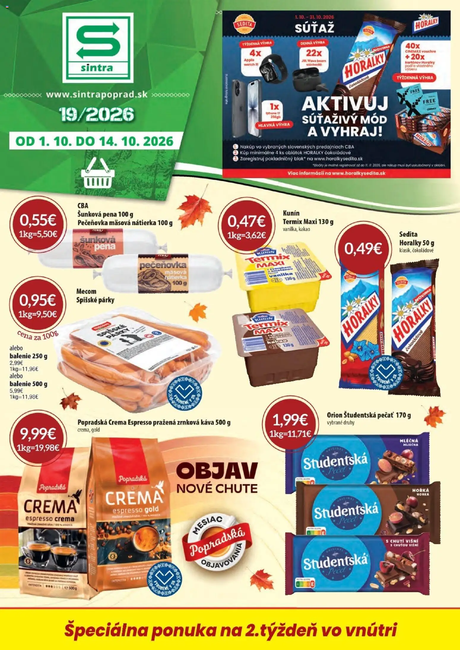 Náhľad Sintra letáku platného od 01.10.2026 - Iphone, Apple, Káva, Watch, Zrnková káva, Párky, Termix, Pena