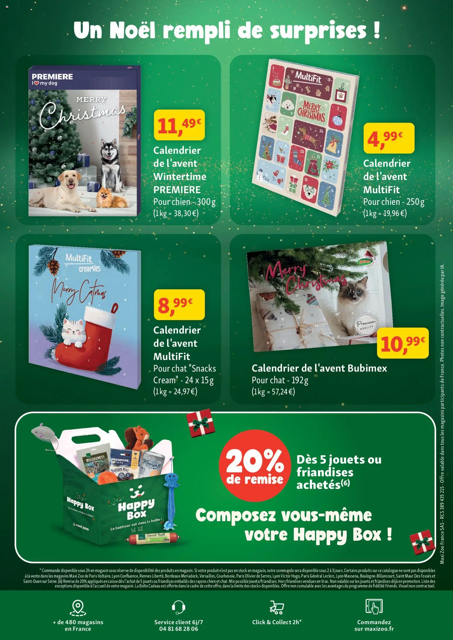 Prévisualisation de Maxi ZOO catalogue du magasin Maxi ZOO formulaire valide 28/10/2026 - Calendrier, Snacks, Jouets, Olivier, Cadre, Boîte cadeau, Calendrier de l'avent