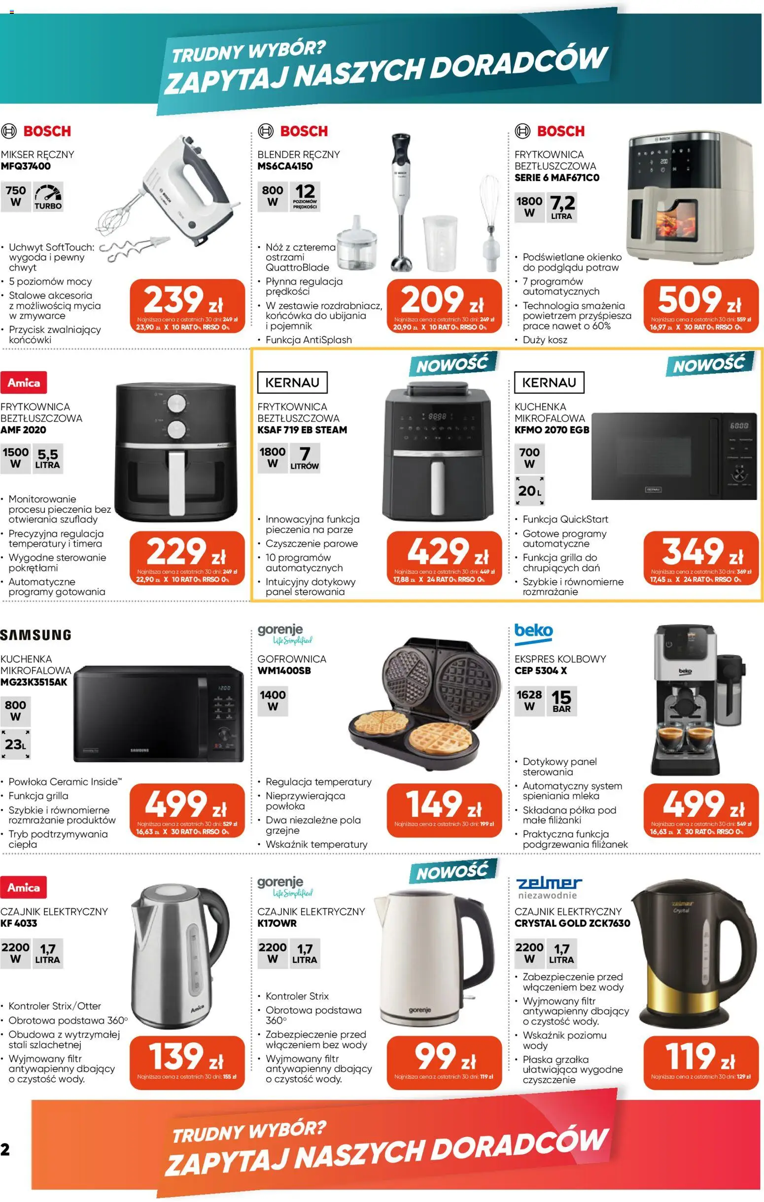Pogląd gazetki "Max elektro gazetka" ze sklepu Max elektro ważnej od 01.10.2026 - Czajnik elektryczny, Blender, Czajnik, Gofrownica, Blender ręczny, Kosz, Kontroler, Mleka
