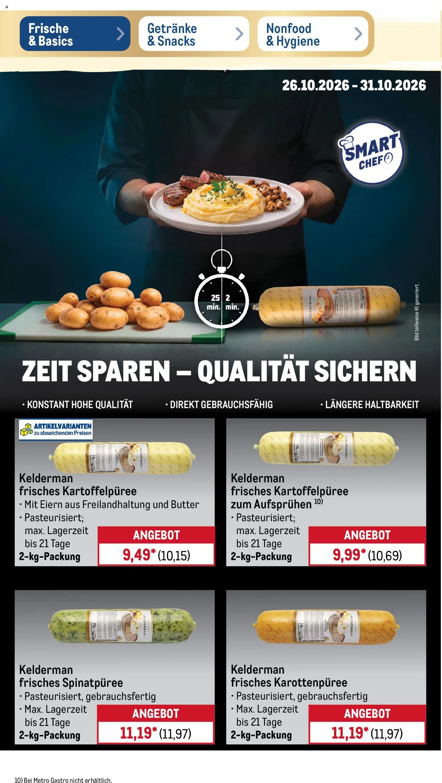 Vorschau von dem Prospekt des Geschäftes Metro, gültig ab dem 26.10.2026 - Burger, Pasta, Fisch, Spaghetti, Gemüse, Maggi, Zucker, Barilla