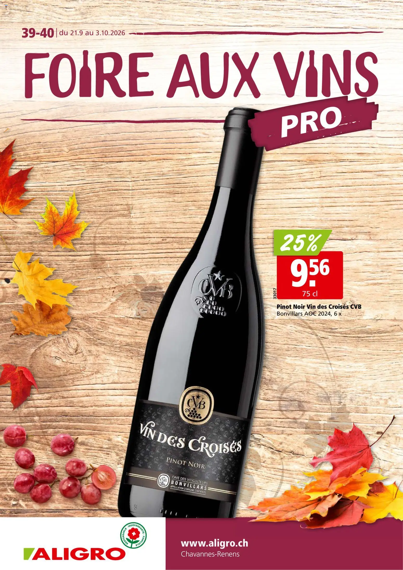 Vorschau des Merkblatts Aligro aktionen Vins Chavannes vom Shop Aligro gültig von 21.09.2026 bis 03.10.2026
